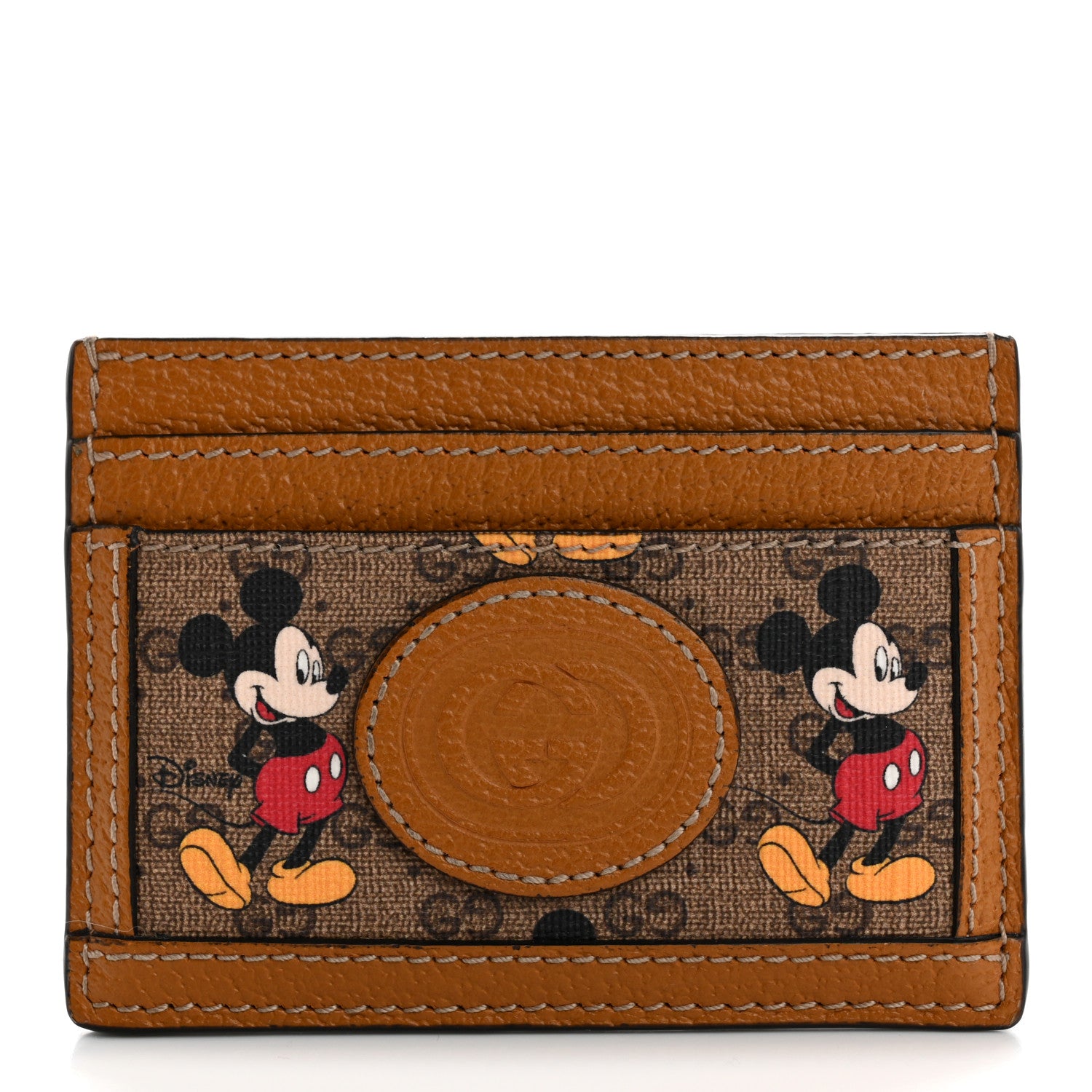 Gucci X DISNEY Mini Vintage GG Supreme Monogram Mickey Mouse Card Holder Beige Vintage Sun Oil 1 of 7