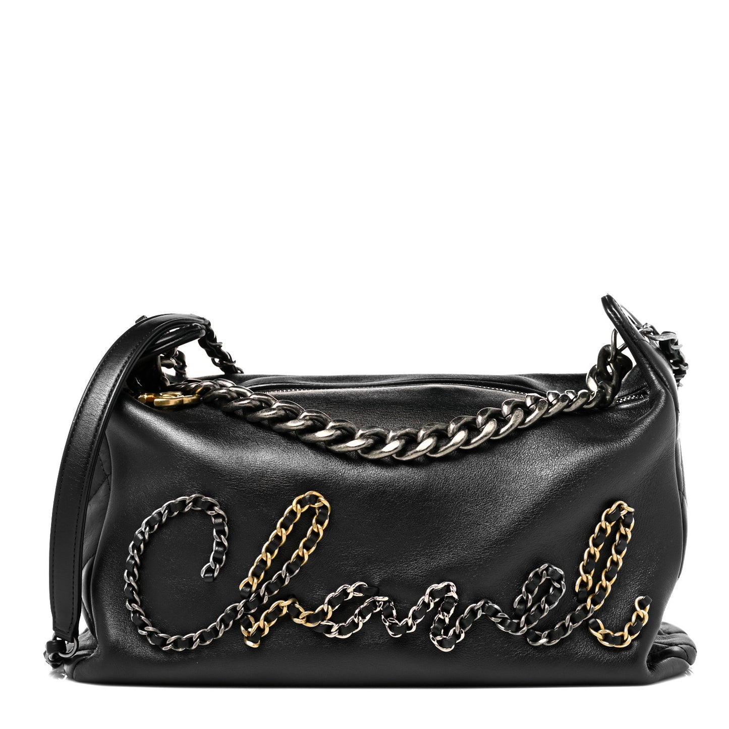 Calfskin Chain 20s Signature Hobo Black