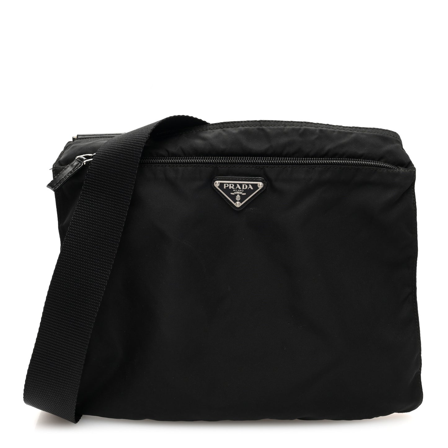 Tessuto Nylon Flat Messenger Bag Black