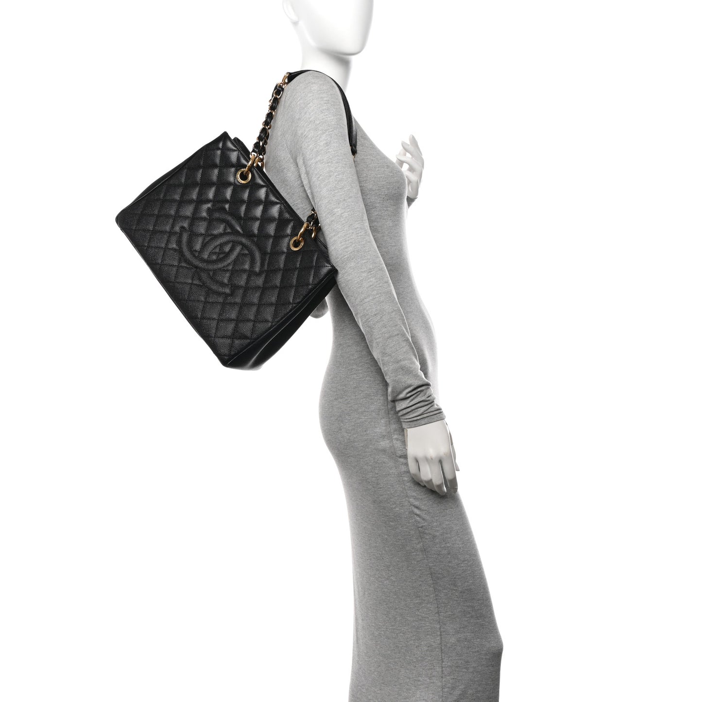 Caviar Quilted Grand Shopping Tote GST Black