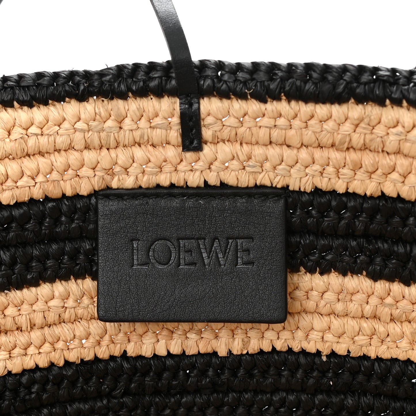 Raffia Striped Small Elephant Basket Tote Bag Natural Black