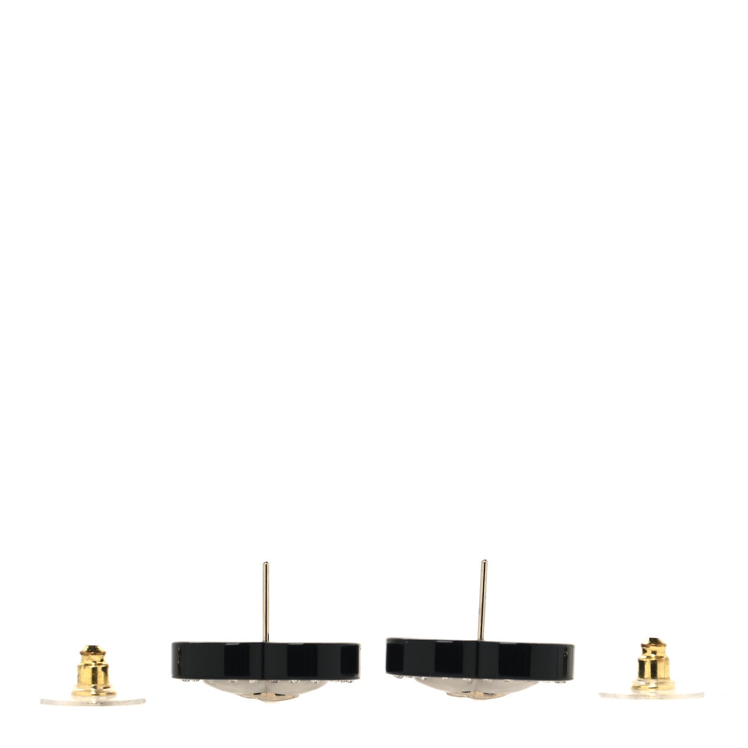 Chanel Resin Crystal CC Heart Earrings Black Gold 3 of 5