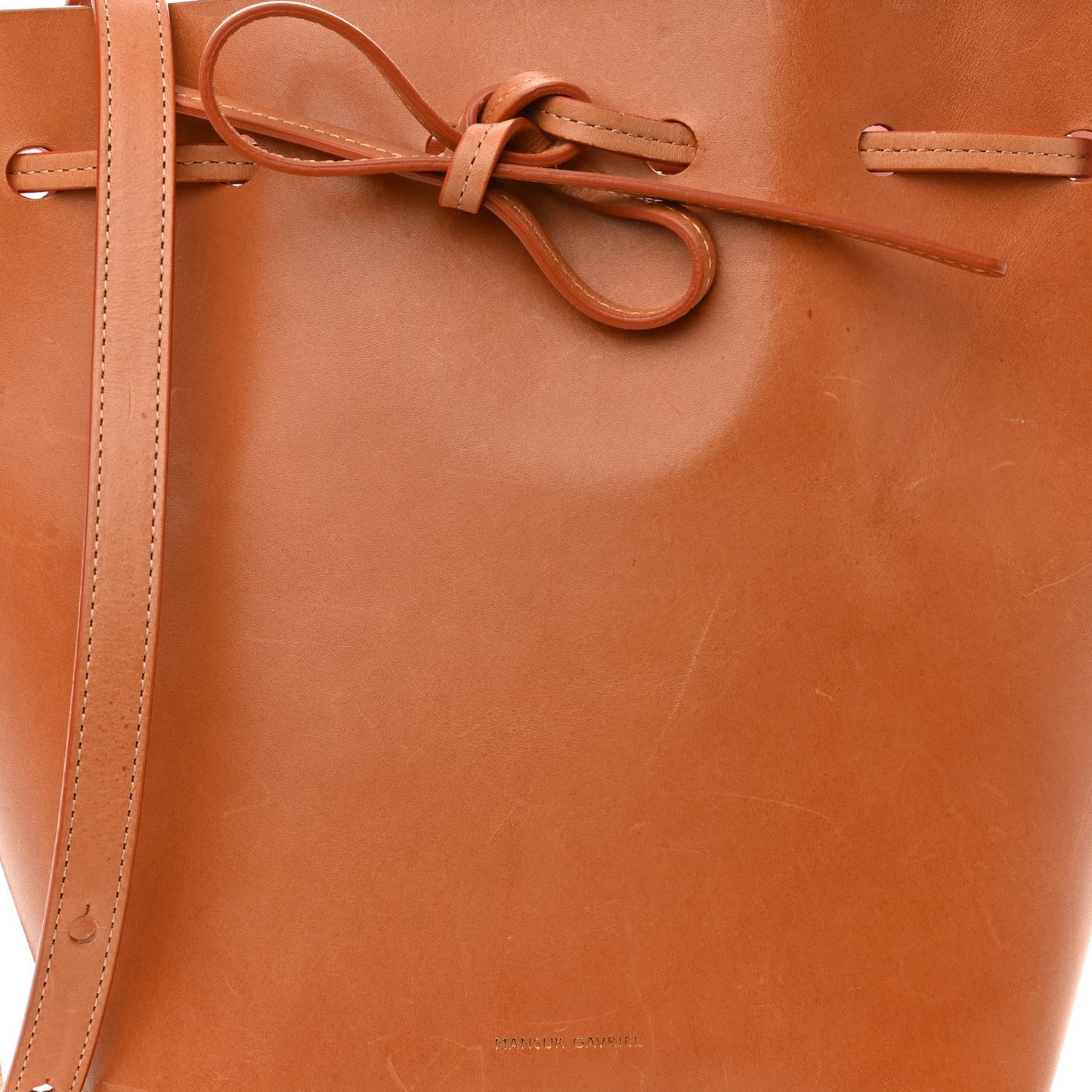 Vegetable Tanned Calfskin Mini Bucket Bag Camello Rosa