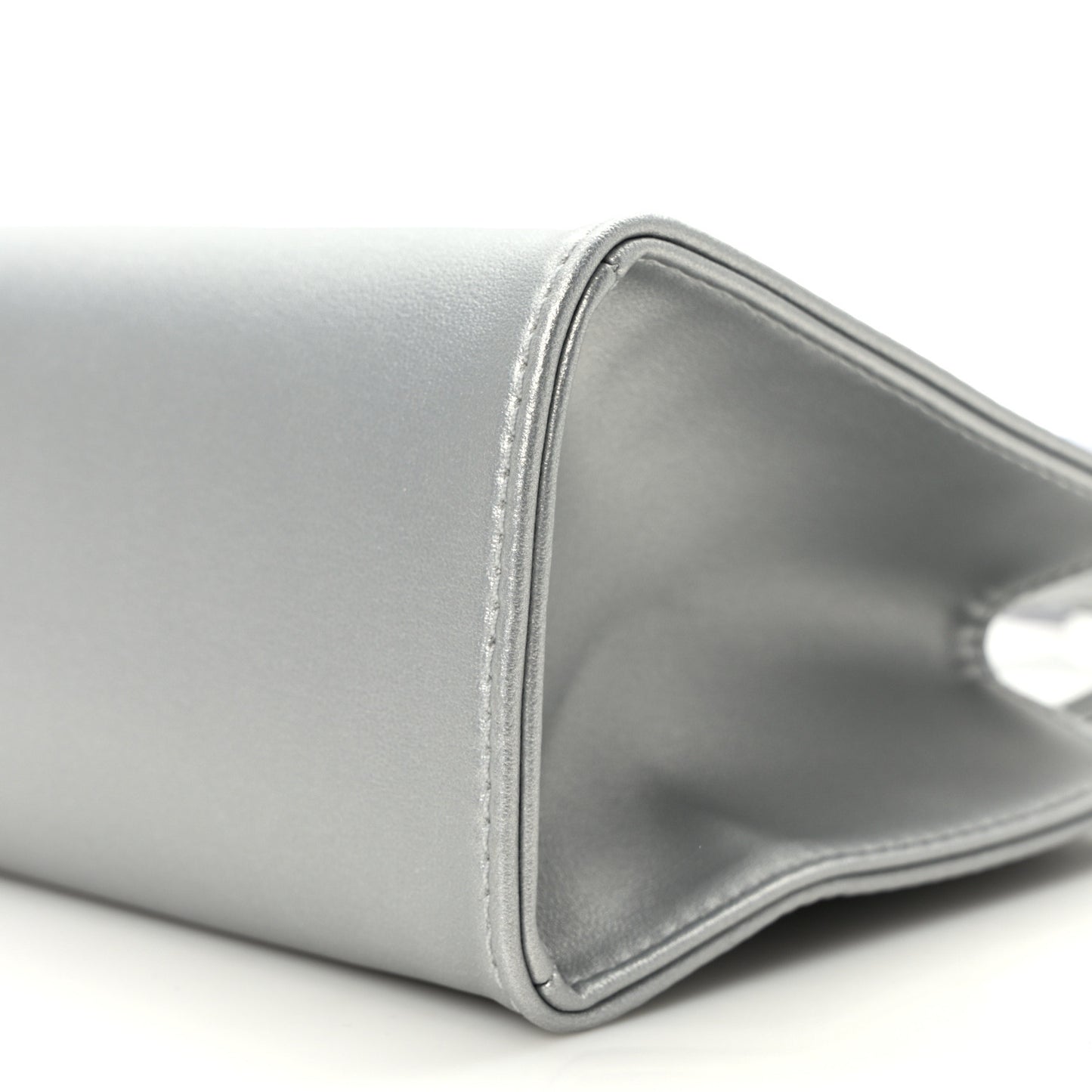 Metallic Vegan Leather Small Shopping Bag Silver