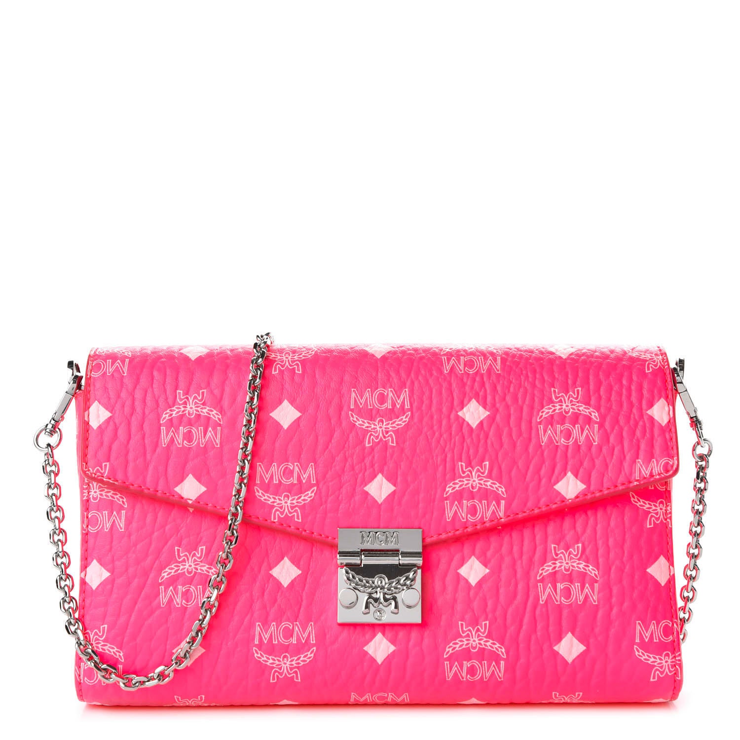 MCM Visetos Monogram Medium Millie Crossbody Bag Neon Pink 678689