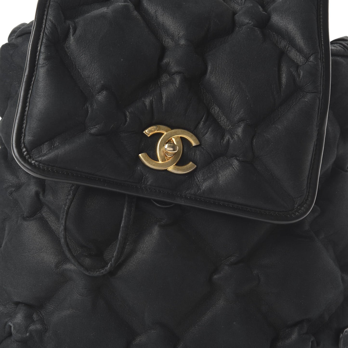 Iridescent Calfskin Quilted Chesterfield Backpack Black
