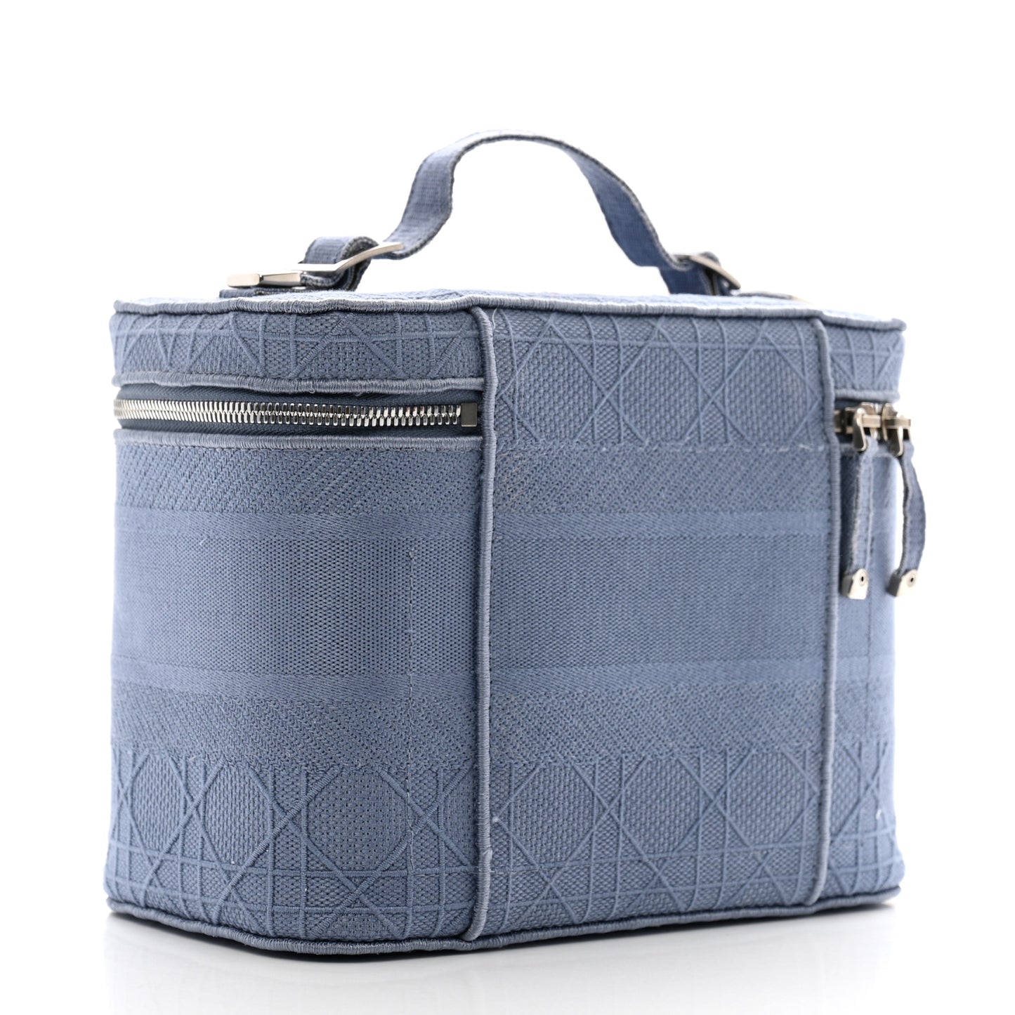 Canvas Embroidered Cannage Diortravel Vanity Case Blue