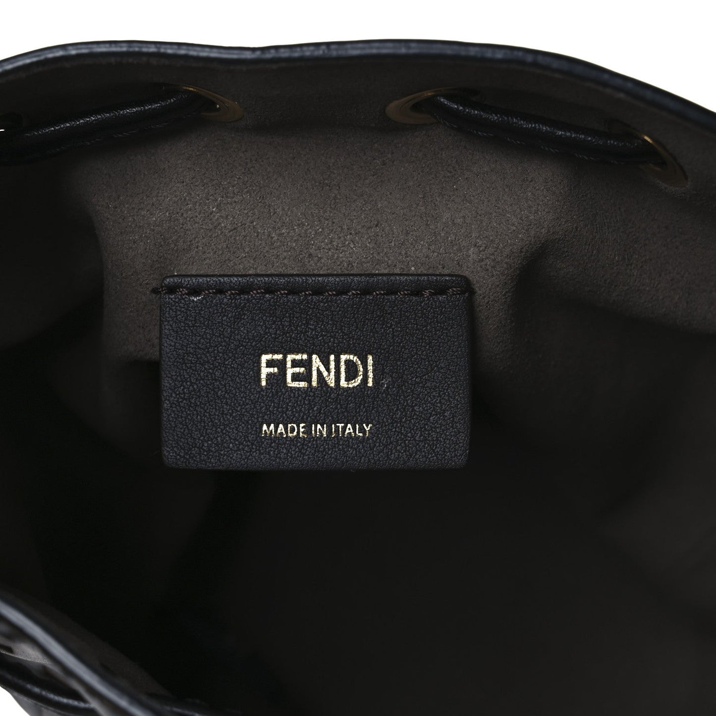 Vitello Liberty F is Fendi Bi-Color FF 1974 Embossed Mini Mon Tresor Bucket Bag Maya Black