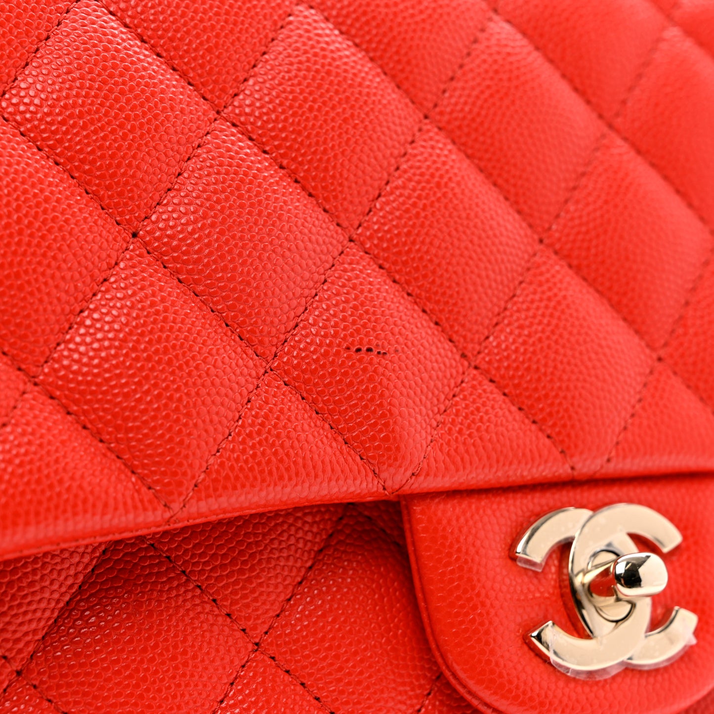 Caviar Quilted Flap Clutch Red