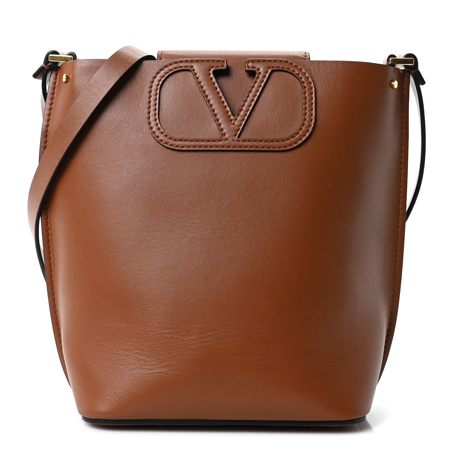 Valentino Garavani Calfskin Vlogo Bucket Bag Brown 1860684