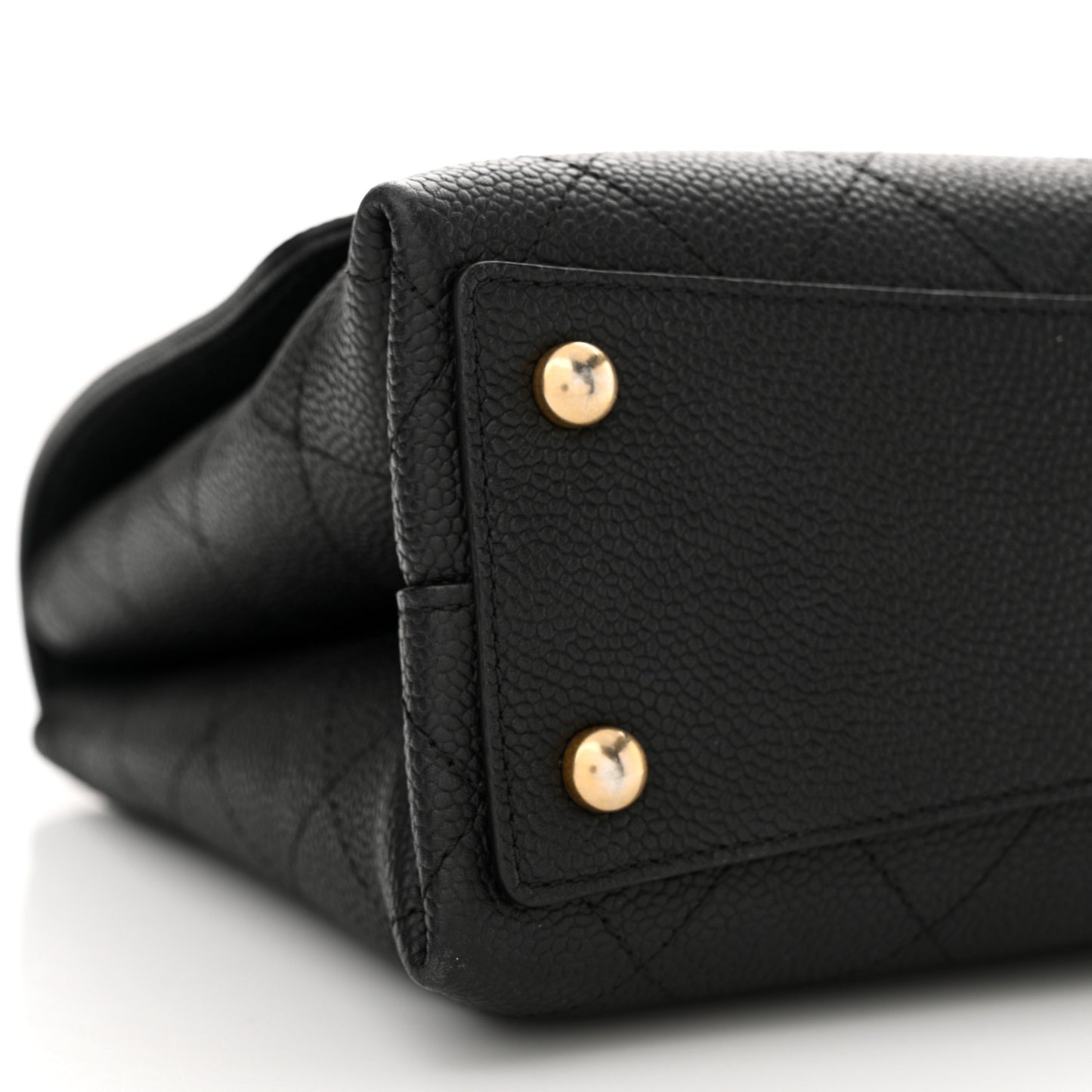 Grained Calfskin Stitched Flap Black