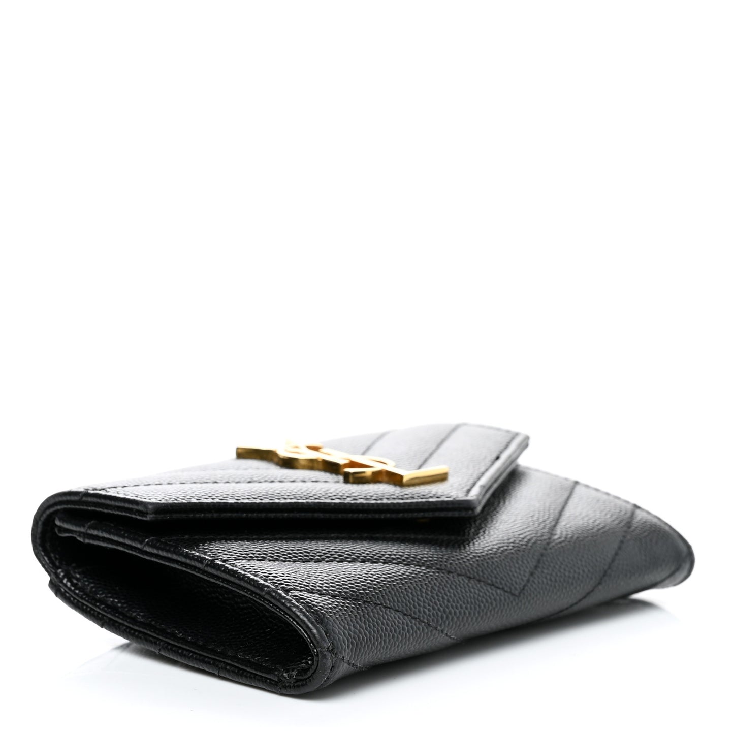 Grain De Poudre Matelasse Chevron Small Monogram Envelope Wallet Black