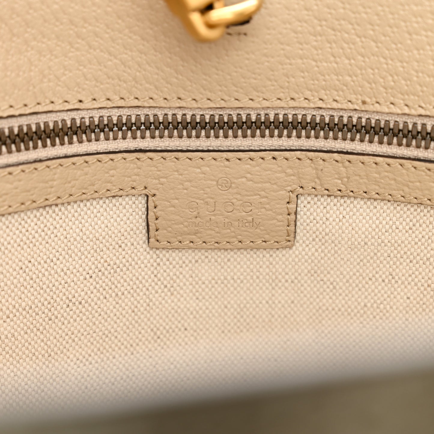 GG Supreme Monogram Textured Dollar Calfskin Small Retro Interlocking G Tote Bag Beige Mystic White Oatmeal