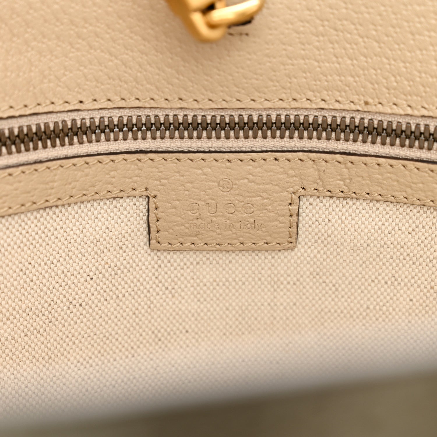 Gucci GG Supreme Monogram Textured Dollar Calfskin Small Retro Interlocking G Tote Bag Beige Mystic White Oatmeal 7 of 9