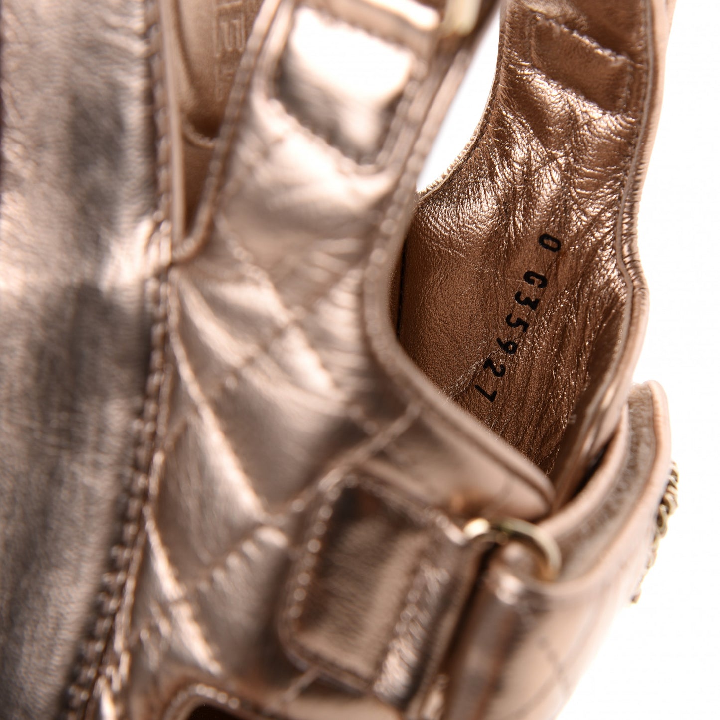 Iridescent Lambskin Velcro Dad Sandals 38 Light Bronze
