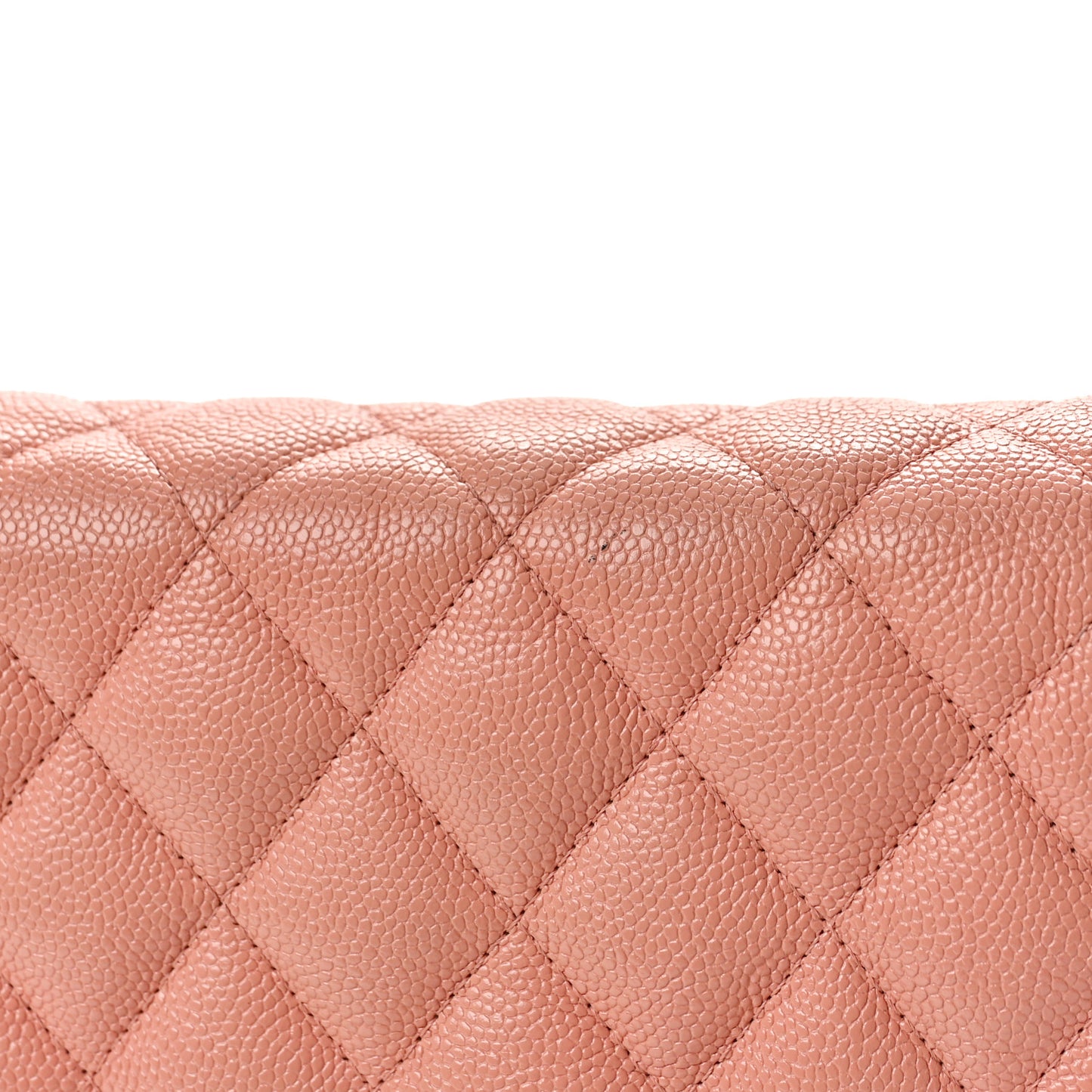 Iridescent Caviar Quilted Boy Wallet On Chain WOC Pink