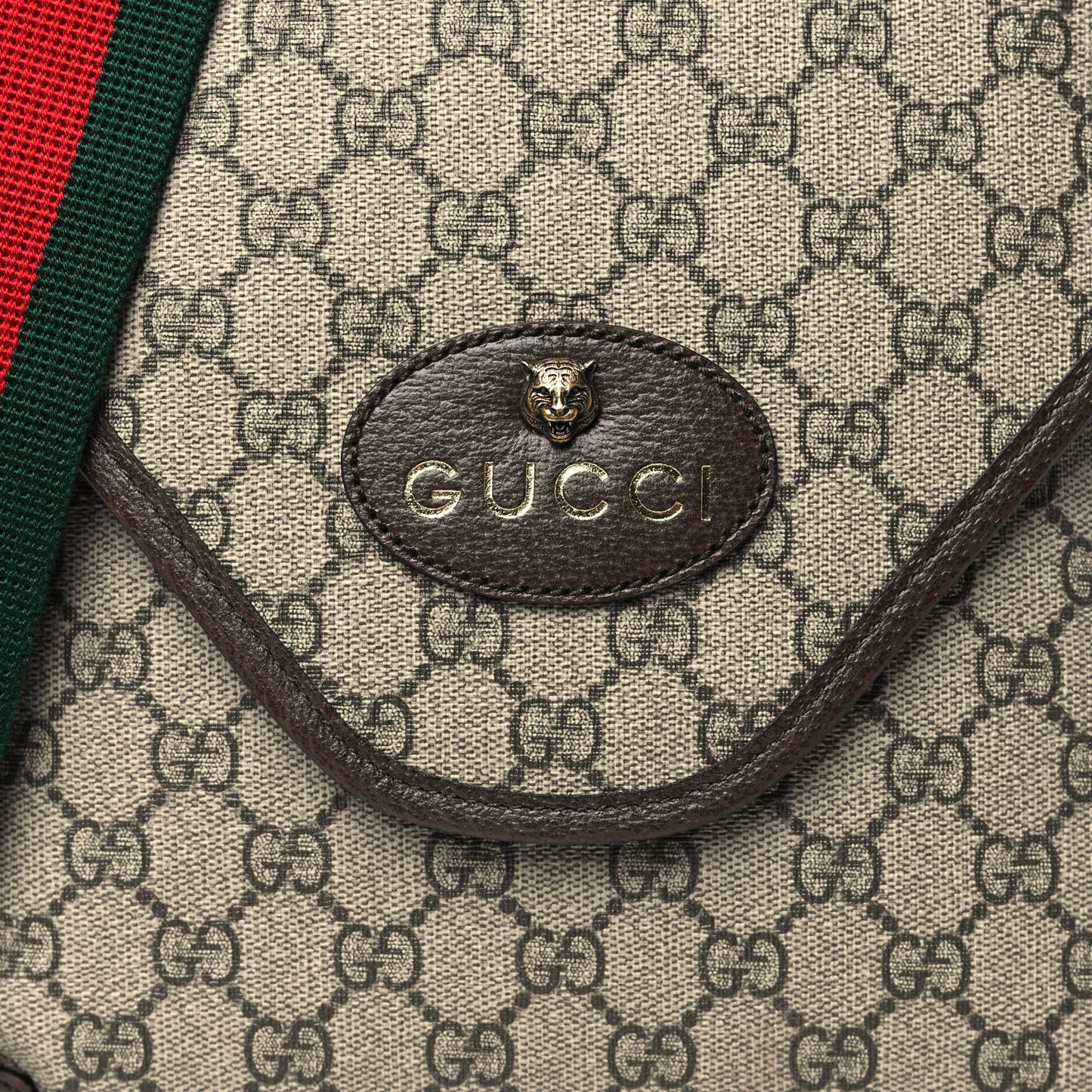 GG Supreme Monogram Web Medium Neo Vintage Flap Messenger Bag Beige New Acero
