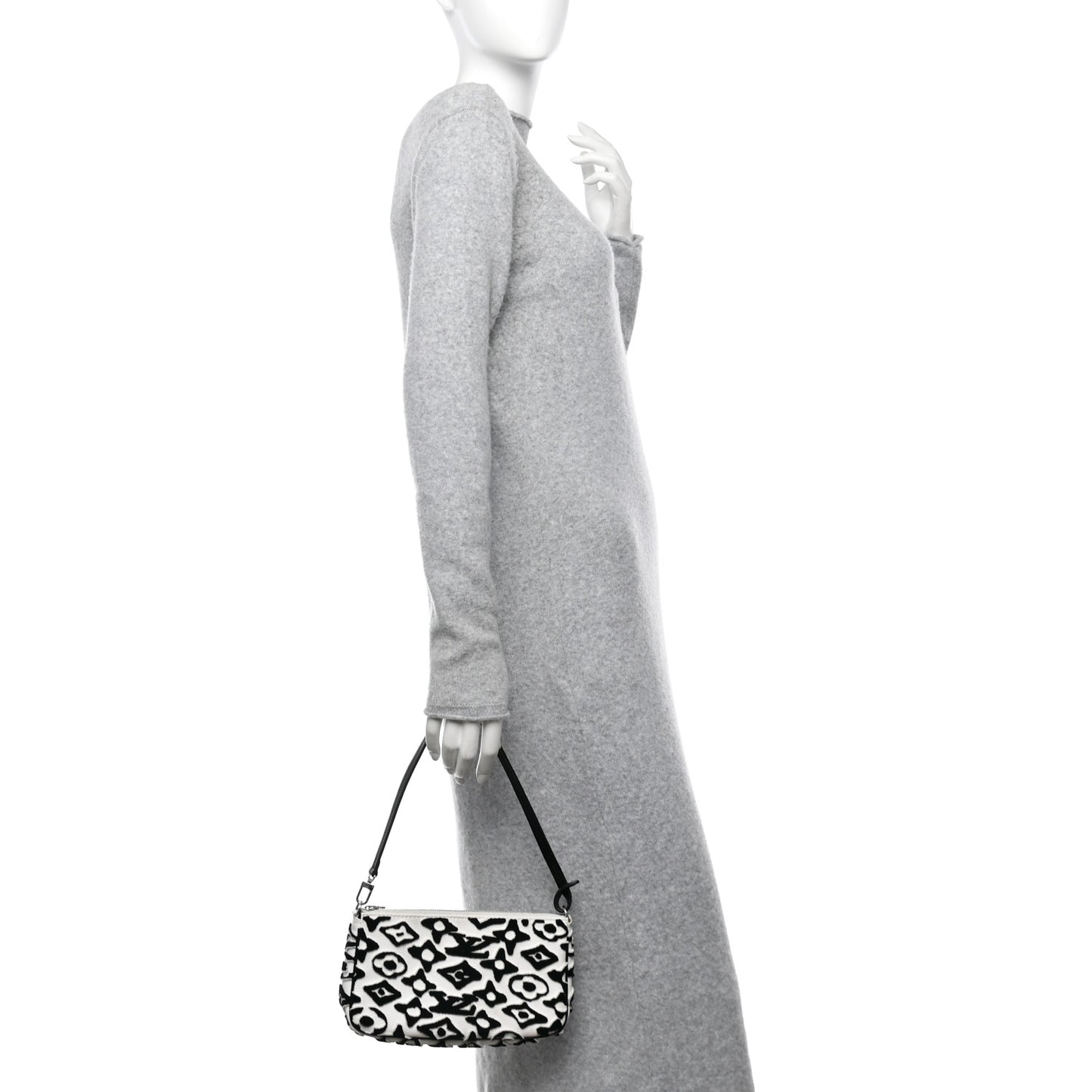 X UF Tufted Monogram Pochette Accessories White Black