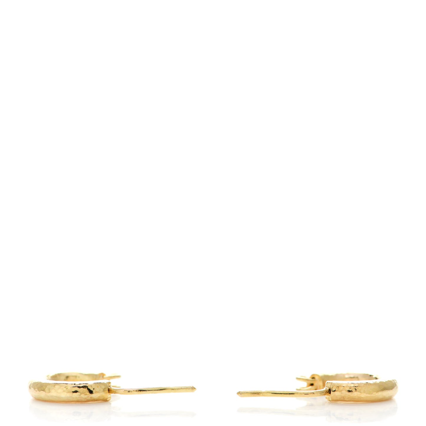 19K Yellow Gold Baby Hammered Hoop Earrings