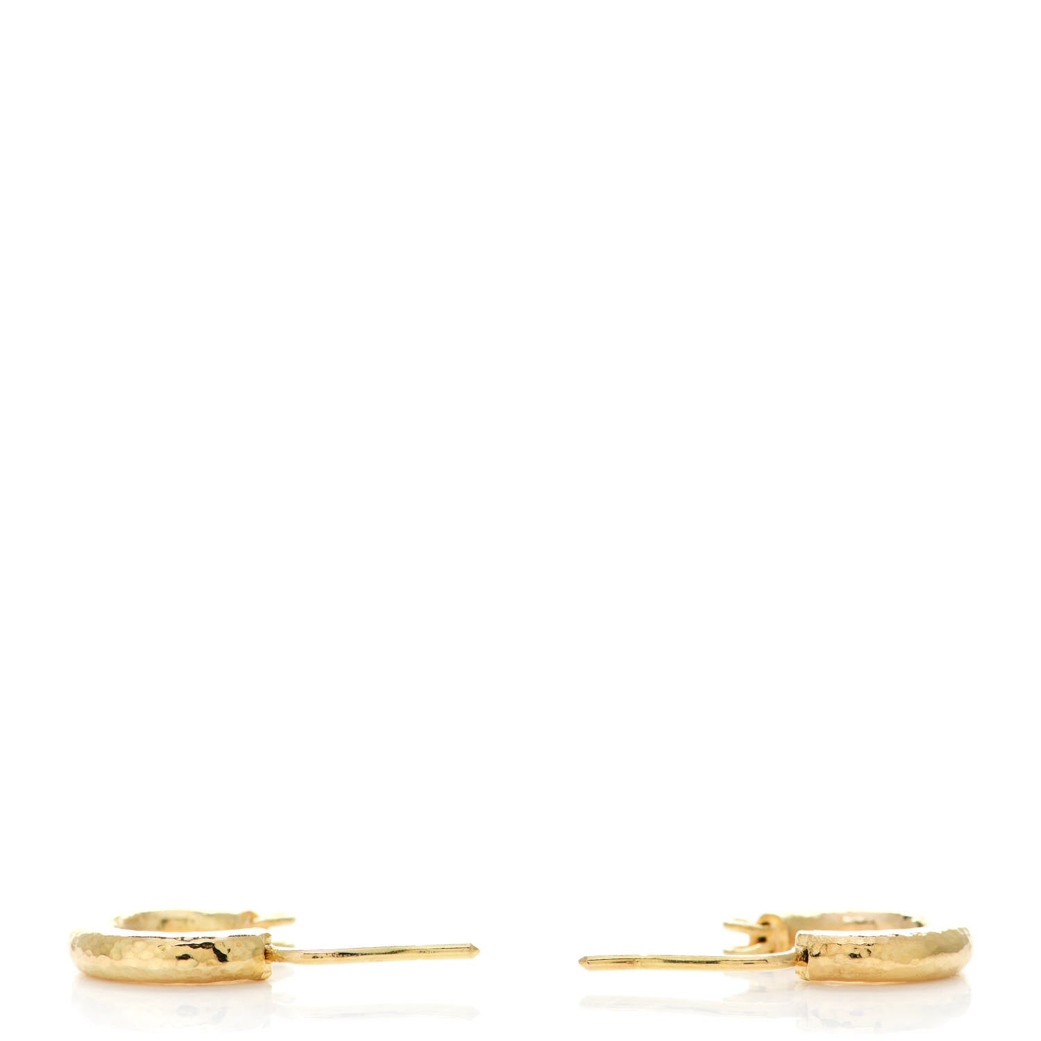 Elizabeth Locke 19K Yellow Gold Baby Hammered Hoop Earrings 3 of 5