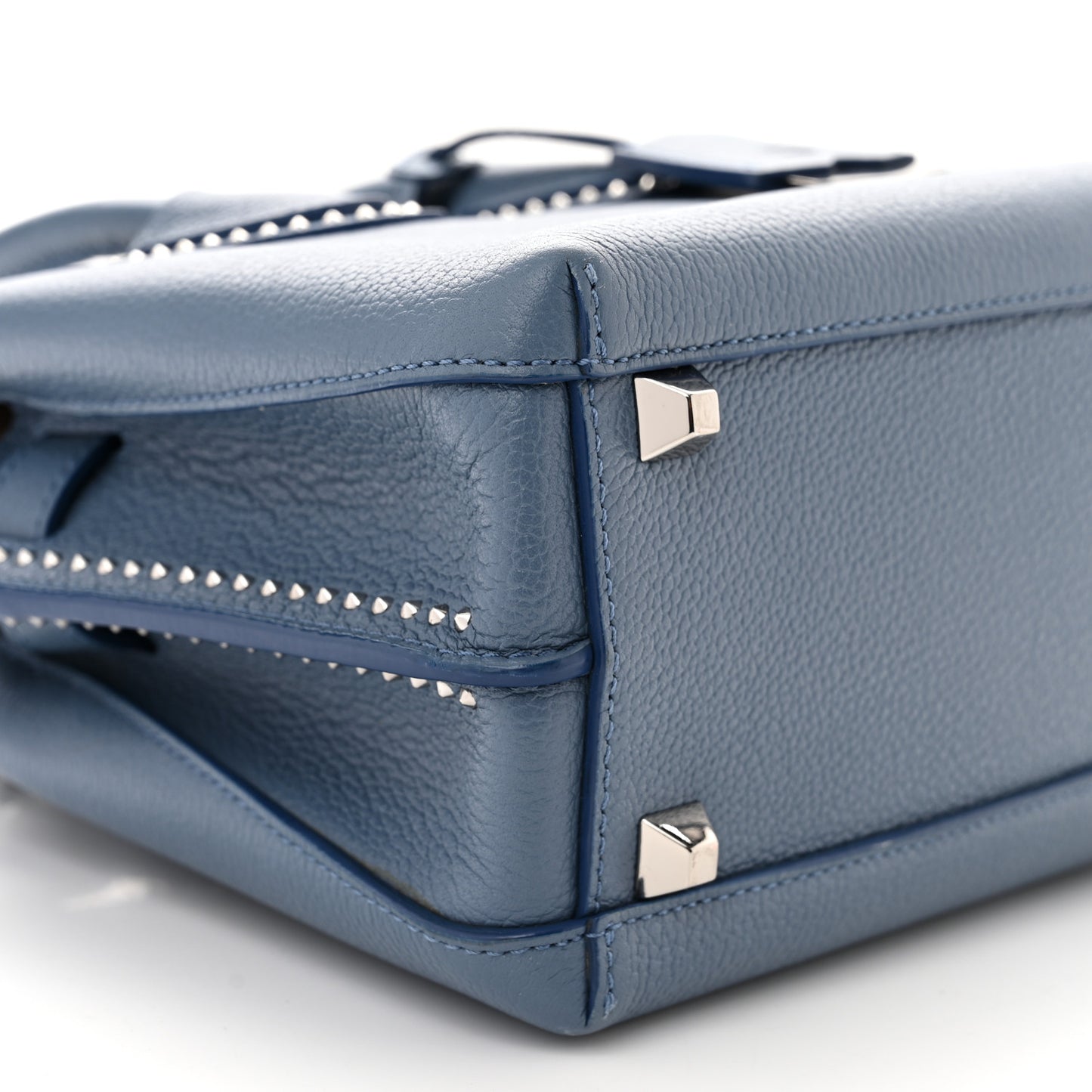 Grained Calfskin Studded Mini Milla Tote Luft Blue