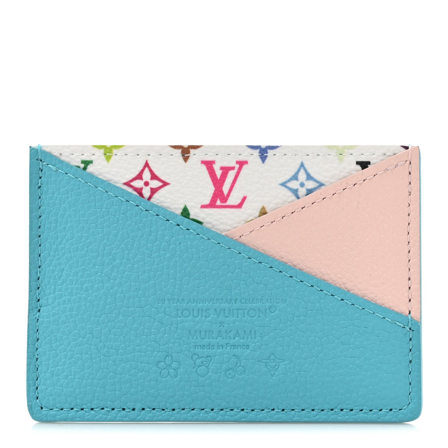LV X TM Monogram Multicolor Criss-Cross Card Holder Kabira Blue Rose