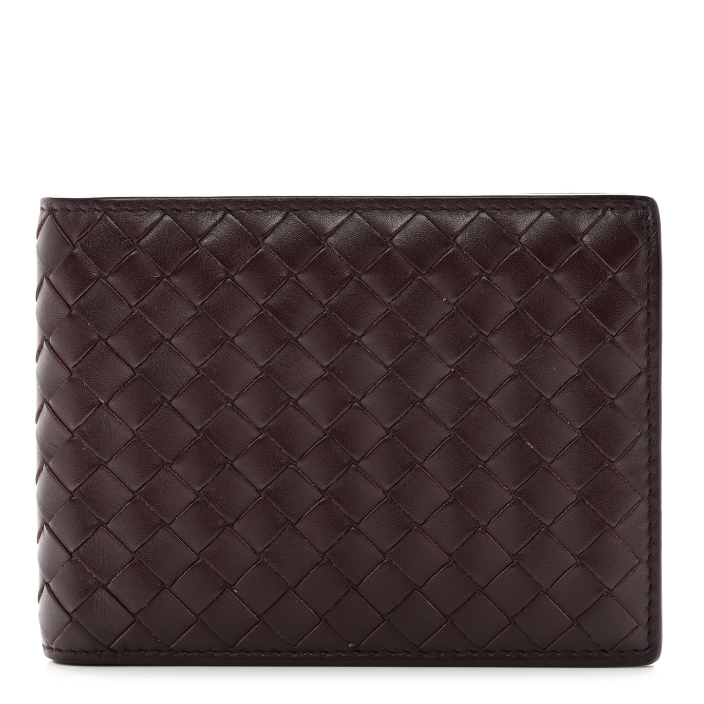 Nappa Intrecciato Bi-Fold Wallet Dark Barolo