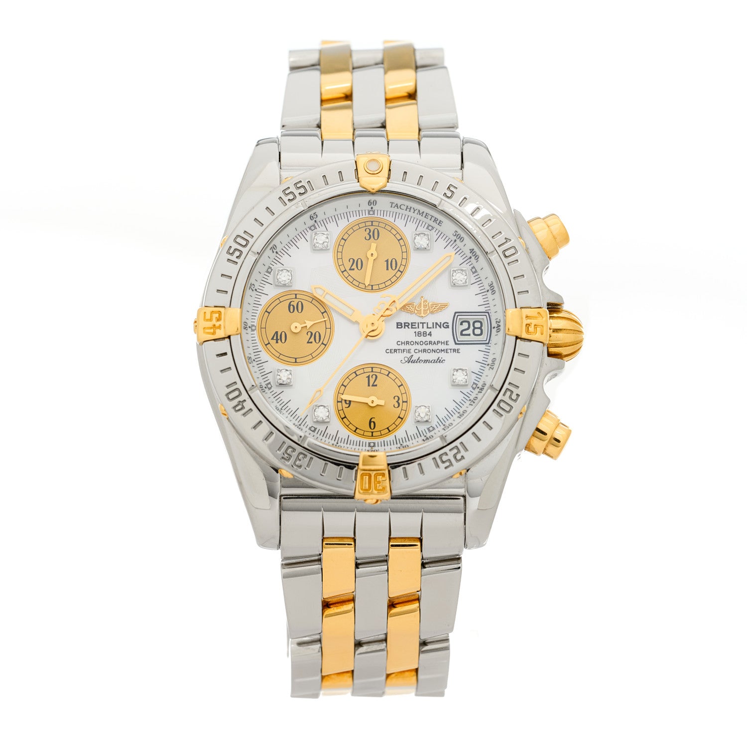 Breitling Stainless Steel 18K Yellow Gold Diamond 39mm Cockpit Chronograph Automatic Watch B13357 3 of 13