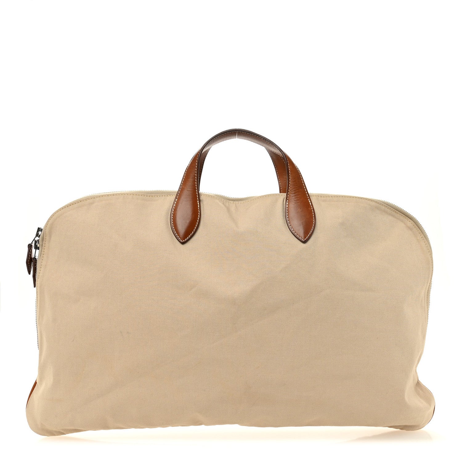 Hermes Natural Barenia Canvas Victoria Travel Briefcase Fauve