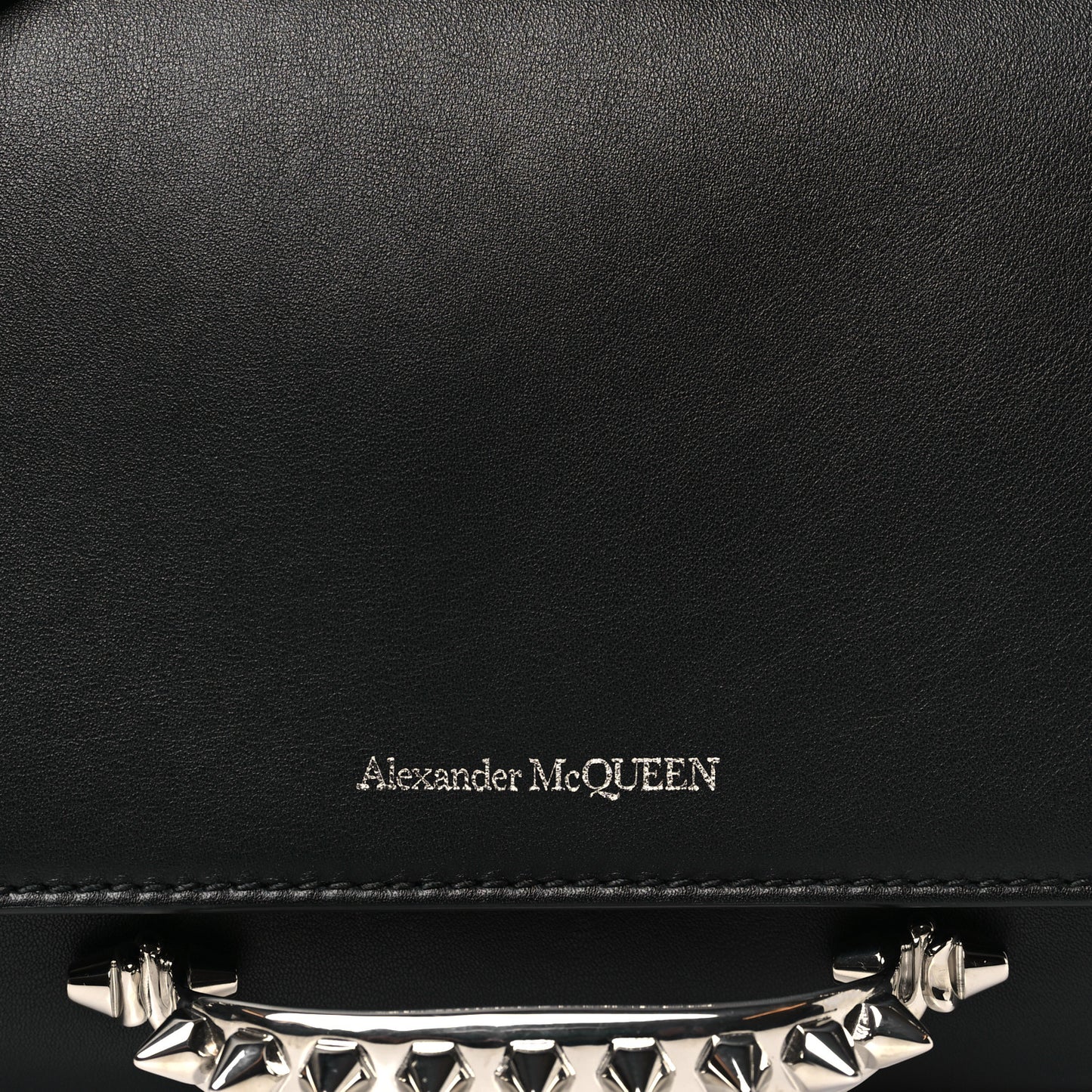 Calfskin Studded The Story Shoulder Bag Black