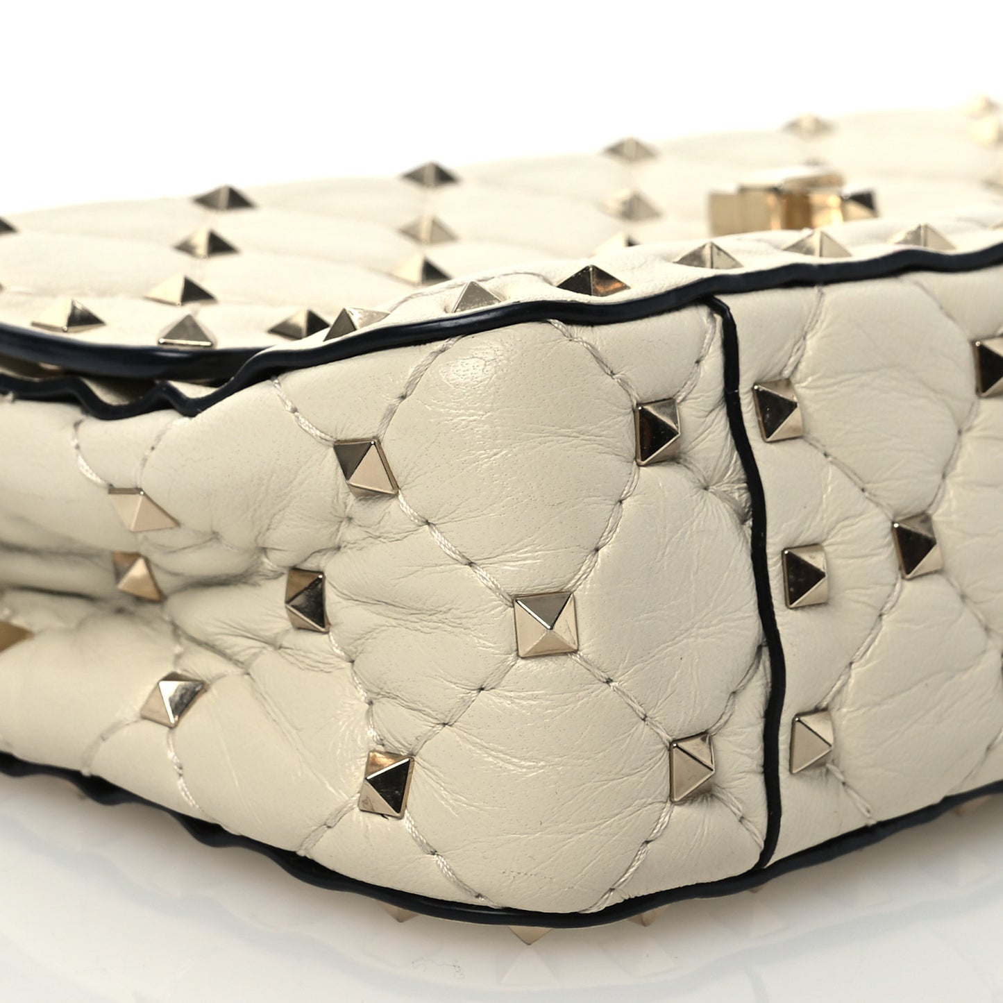 Nappa Small Rockstud Spike Shoulder Bag Light Ivory