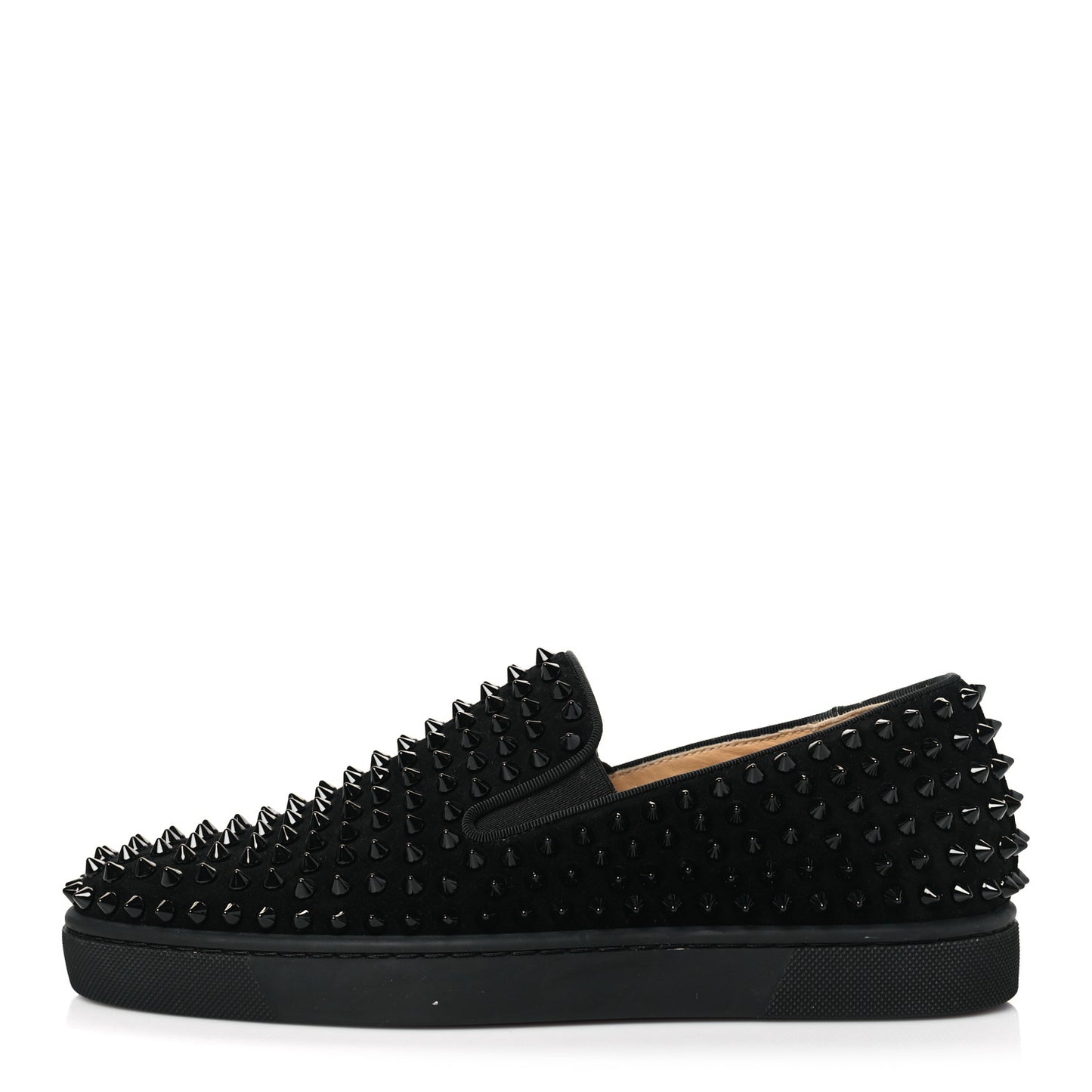 Suede Mens Roller Boat Spiked Flat Sneakers 39 Black