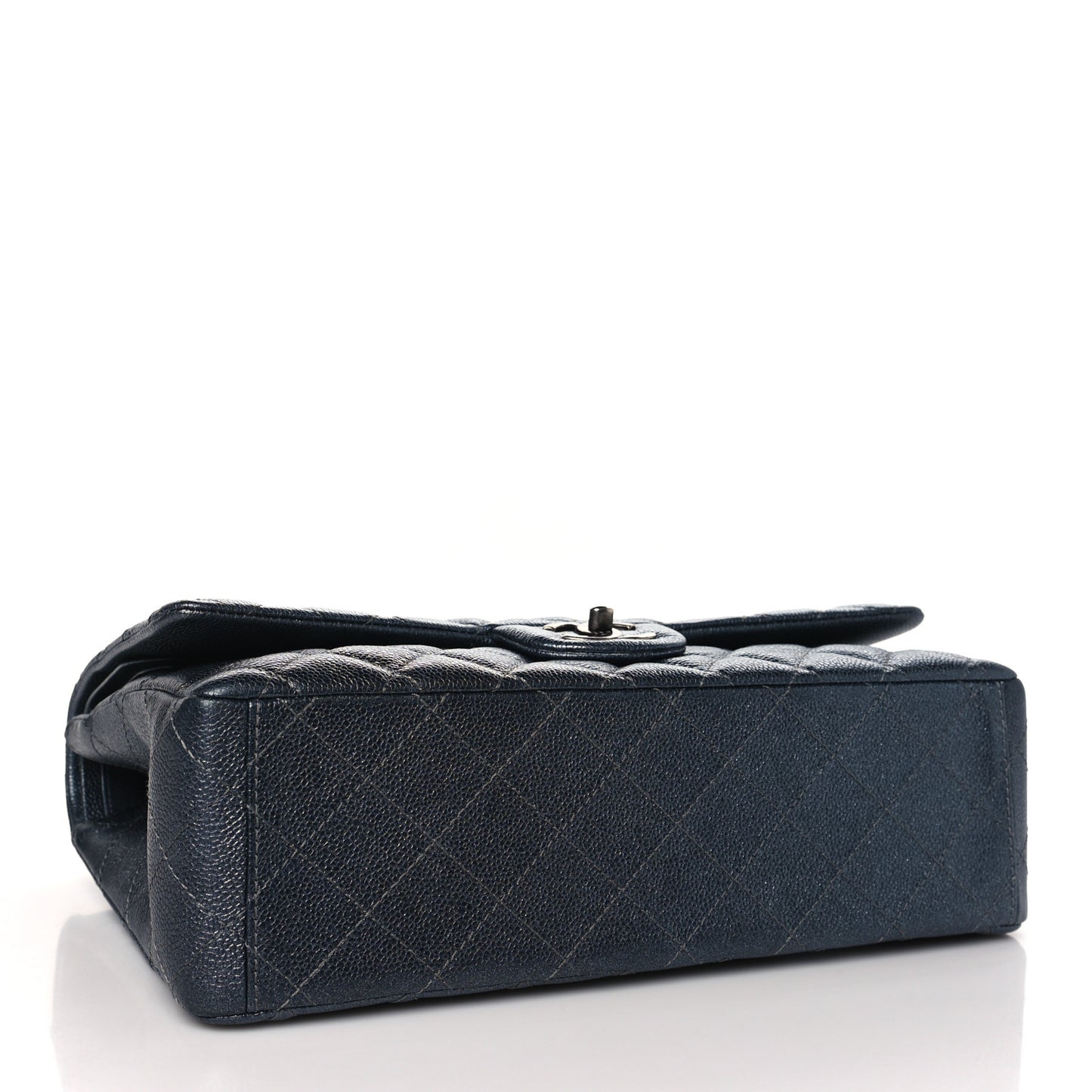 Metallic Caviar Quilted Maxi Double Flap Charcoal