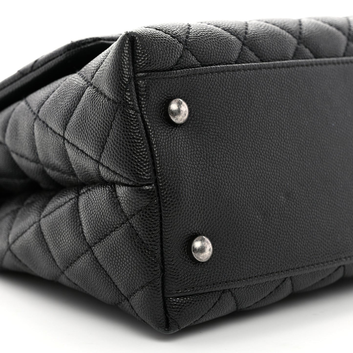 Caviar Lizard Embossed Quilted Small Coco Handle Flap Black