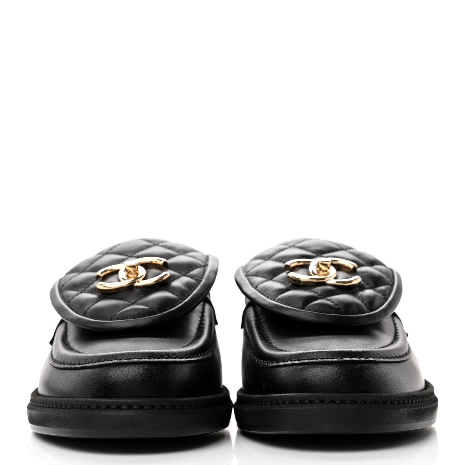 Chanel Lambskin Quilted CC Turnlock Loafers 39.5 Black 2 of 9