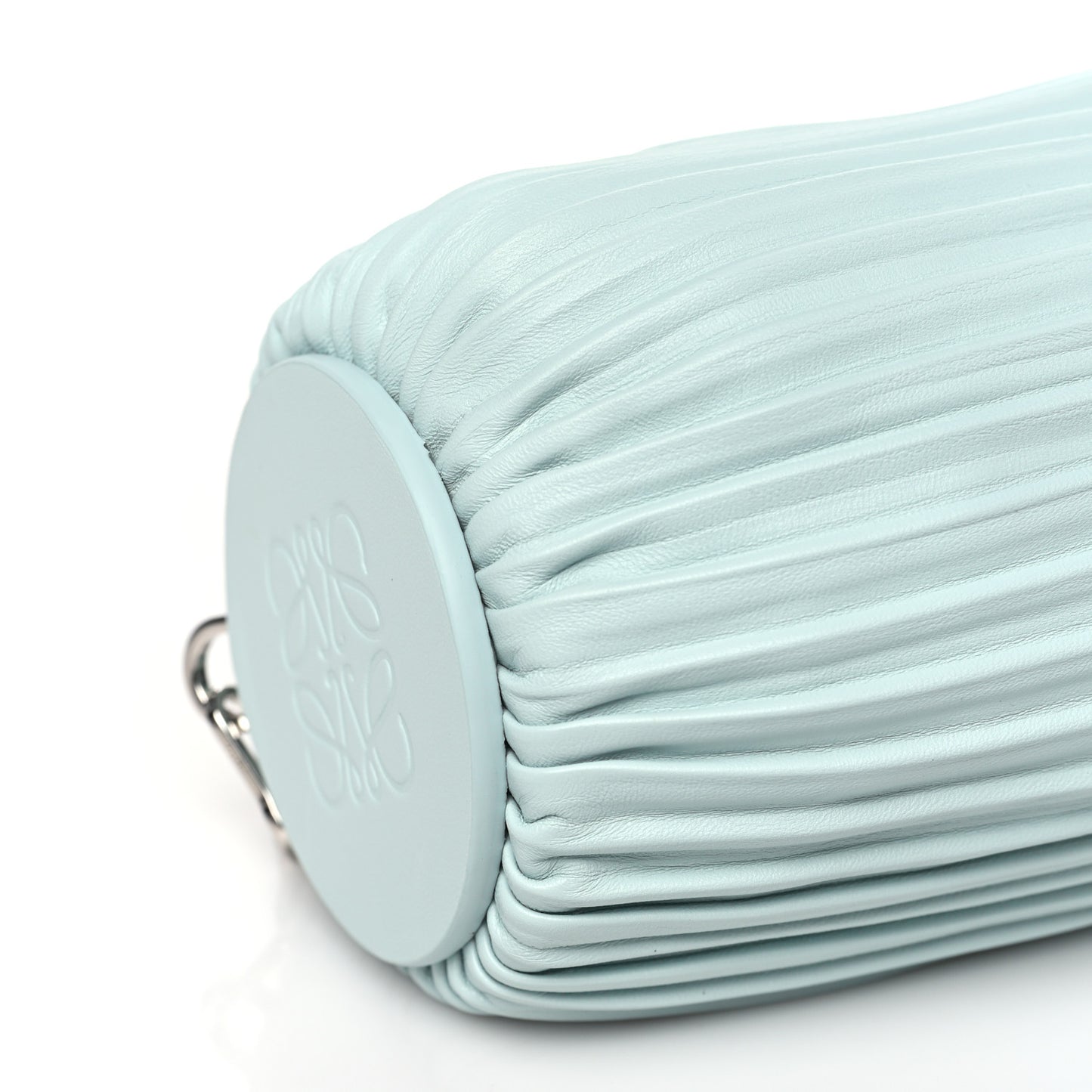 Lambskin Pleated Bracelet Pouch shoulder Bag Blue Iceberg