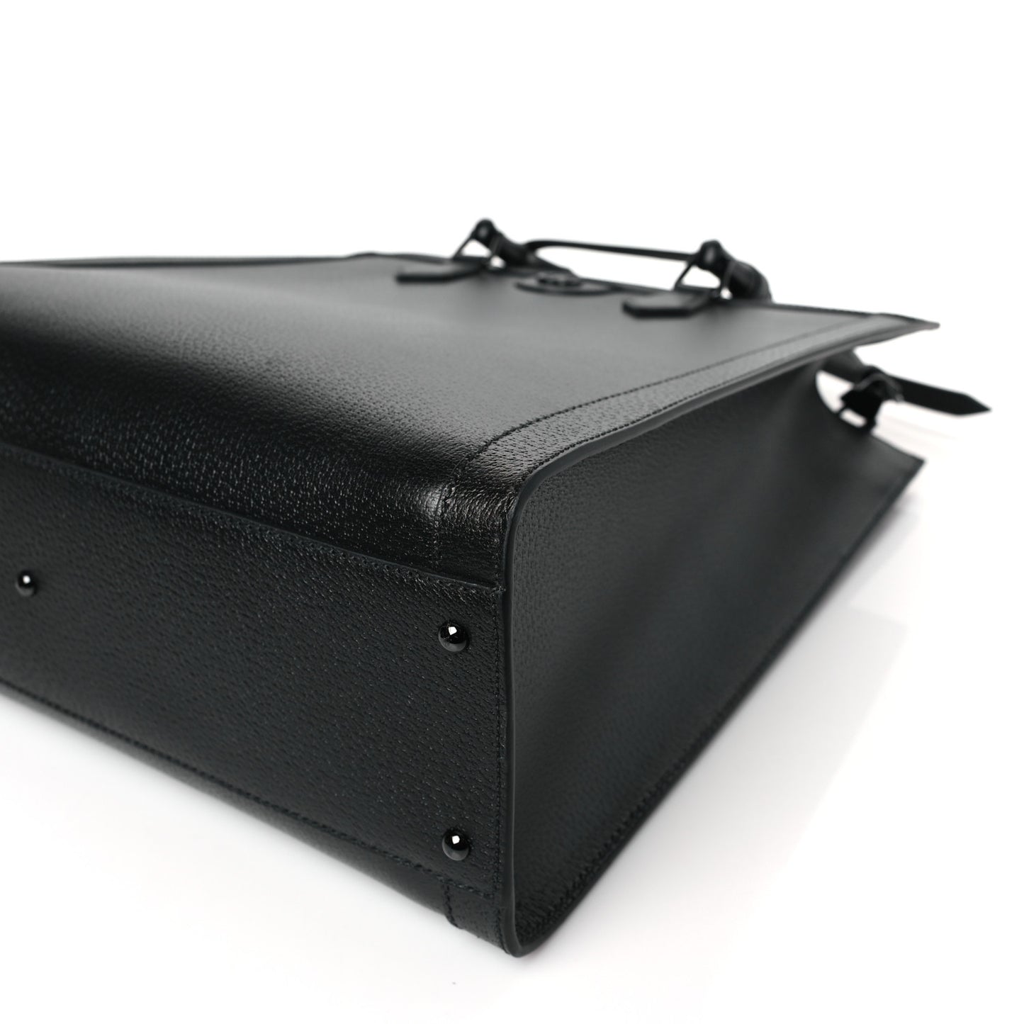 Textured Dollar Calfskin Web Monochrome Large Diana Tote Bag Black