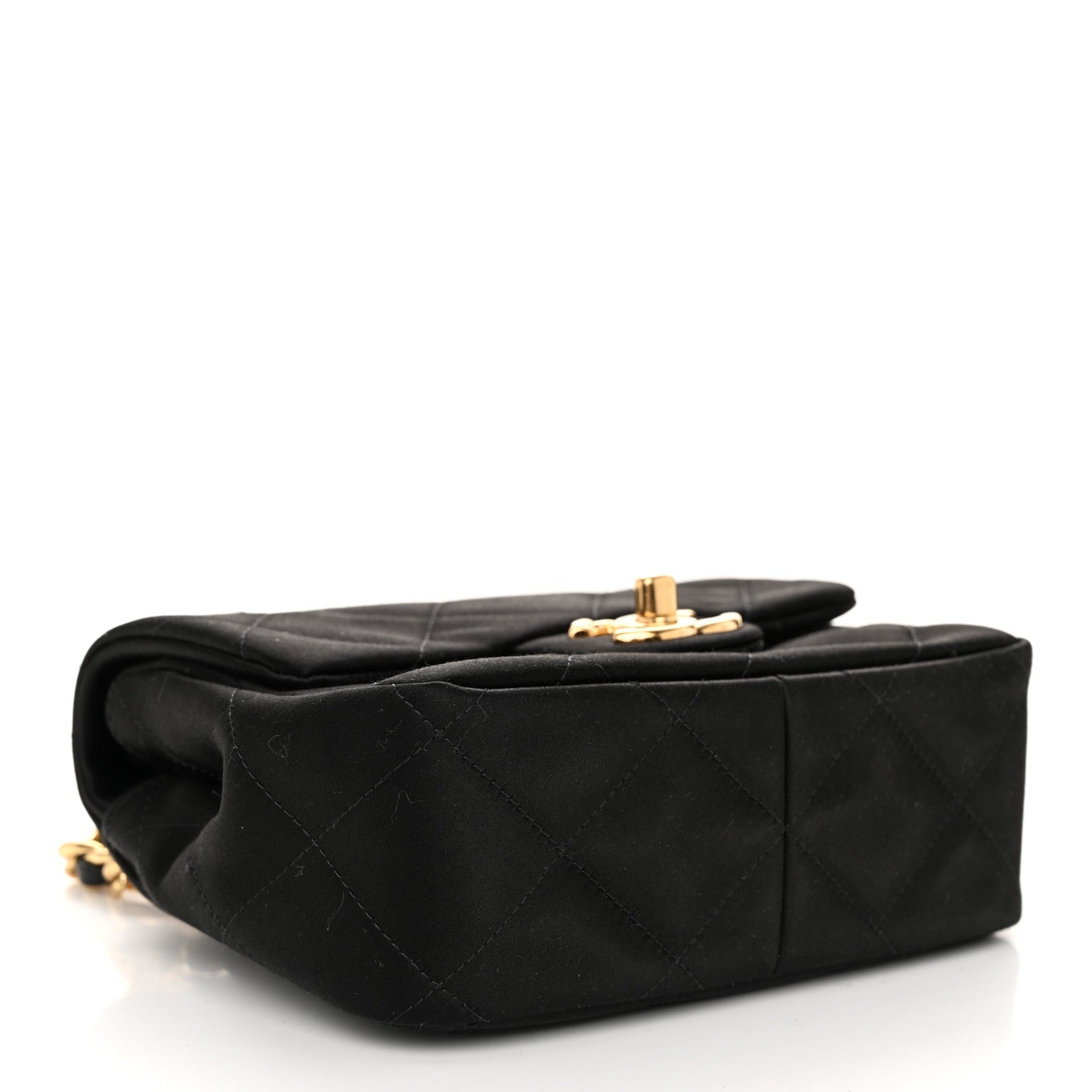 Chanel Satin Quilted Mini Logo Flap With Handle Black 4 of 10