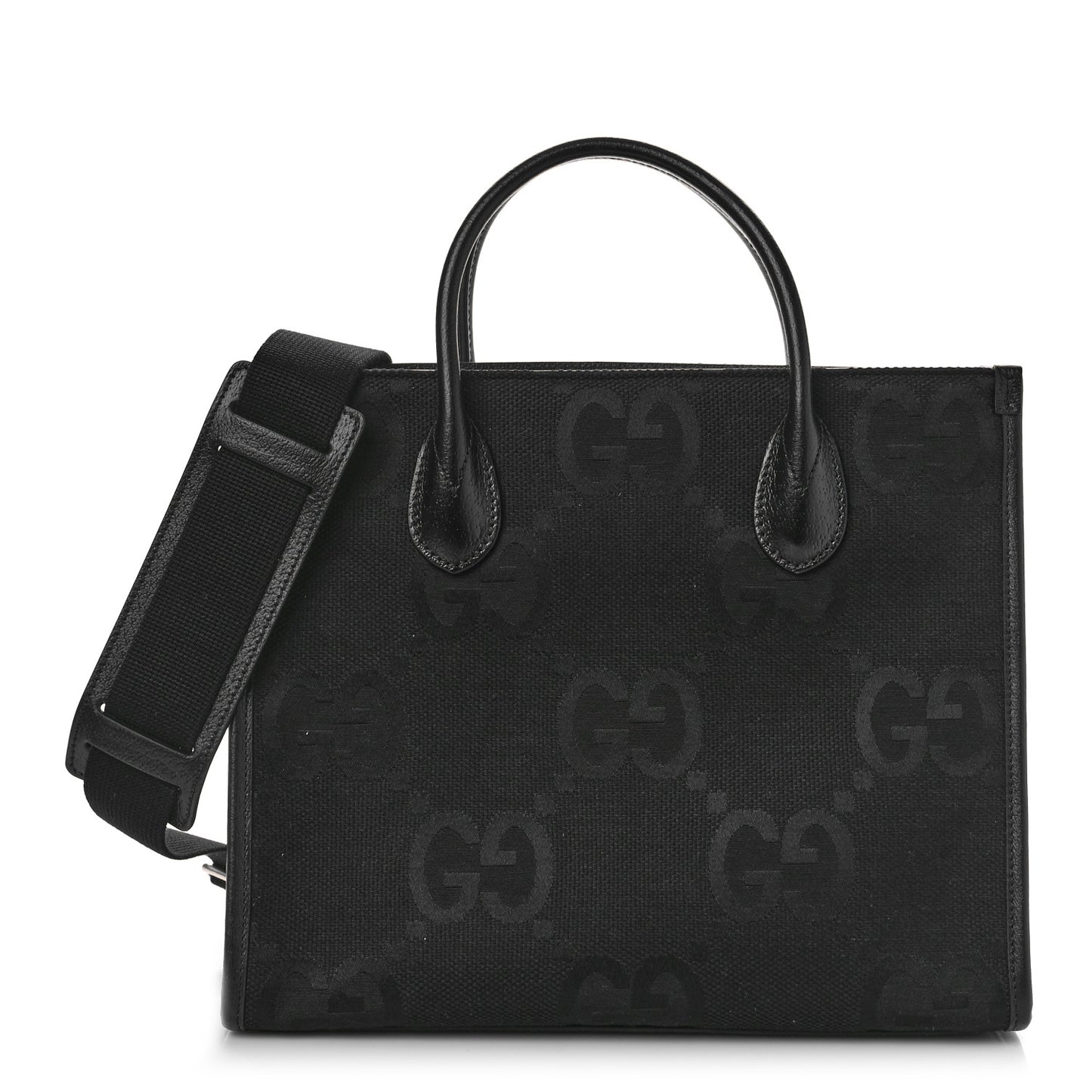 Monogram Jumbo GG Textured Dollar Calfskin Tote Bag Black