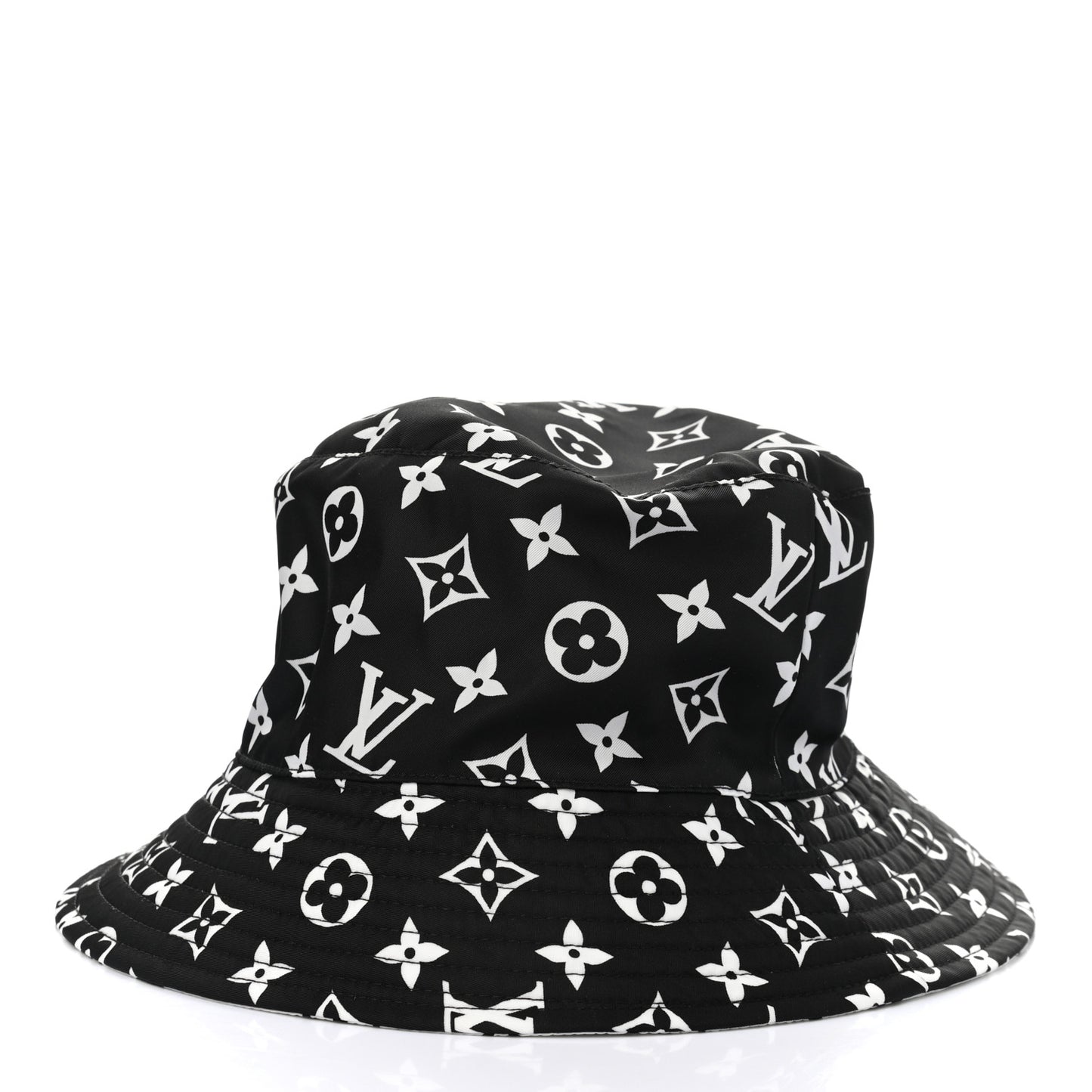 Nylon Monogram Reversible Bob Bucket Hat M Black White