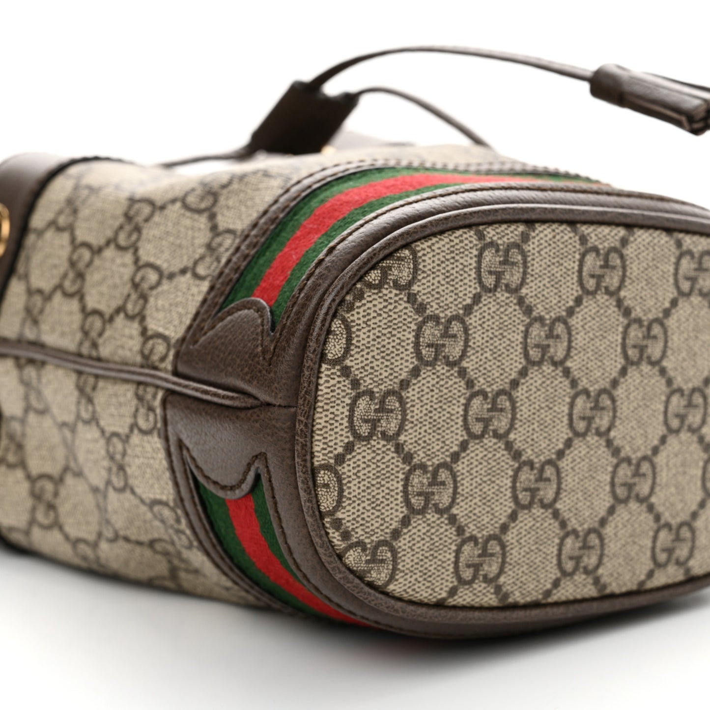 GG Supreme Monogram Web Mini Ophidia Bucket Bag Brown