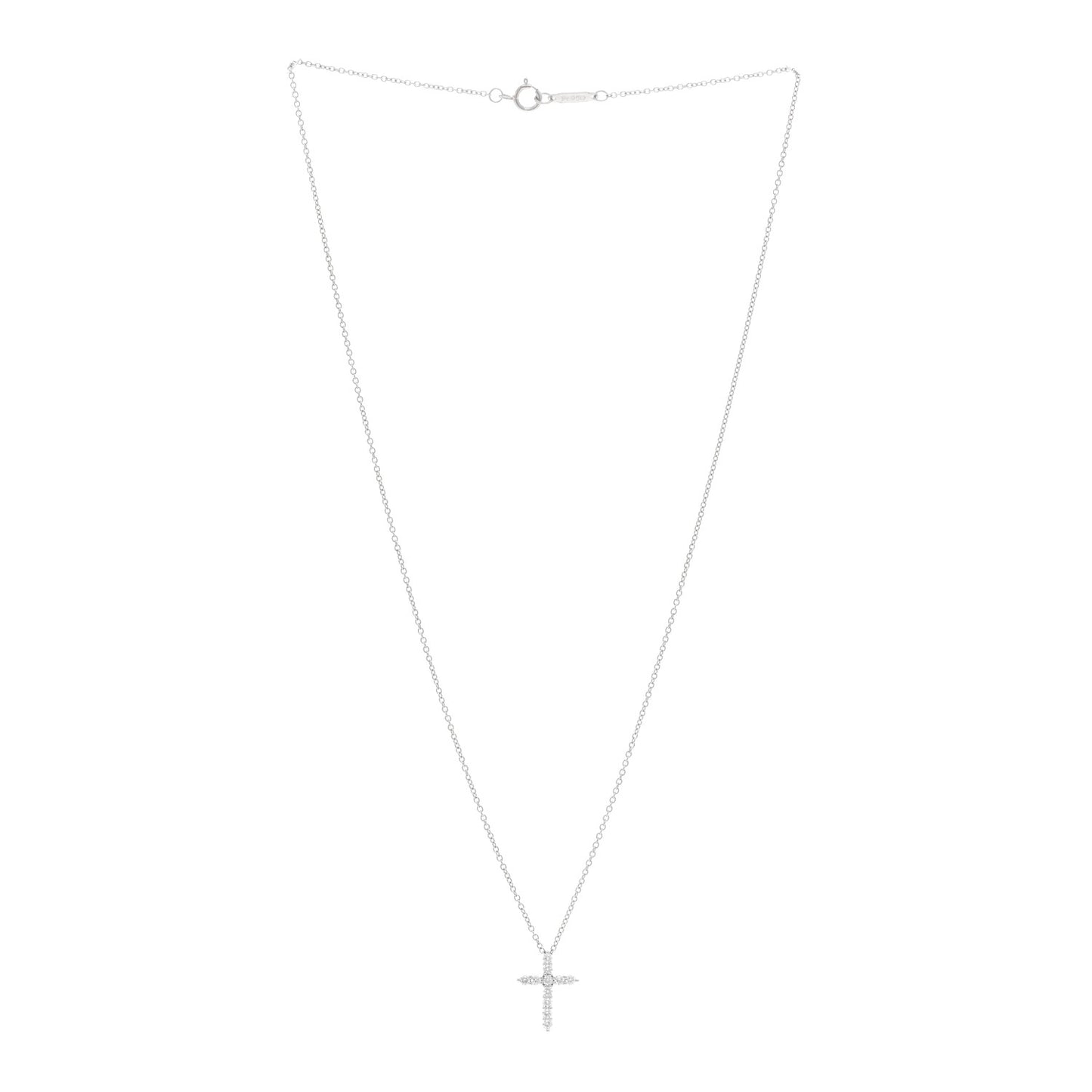 Platinum Diamond Mini Cross Pendant Necklace