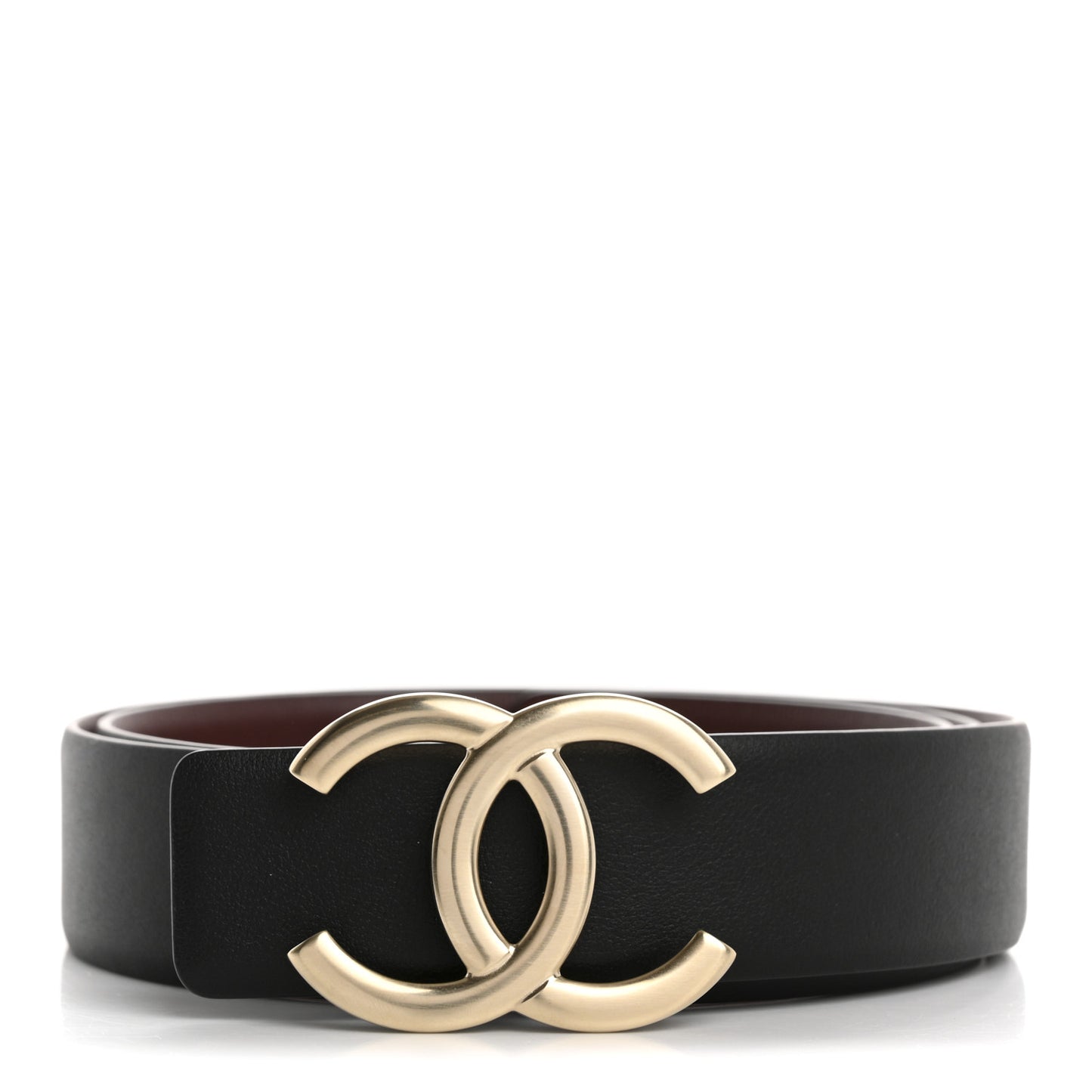 Calfskin CC Reversible Belt 85 34 Black Burgundy