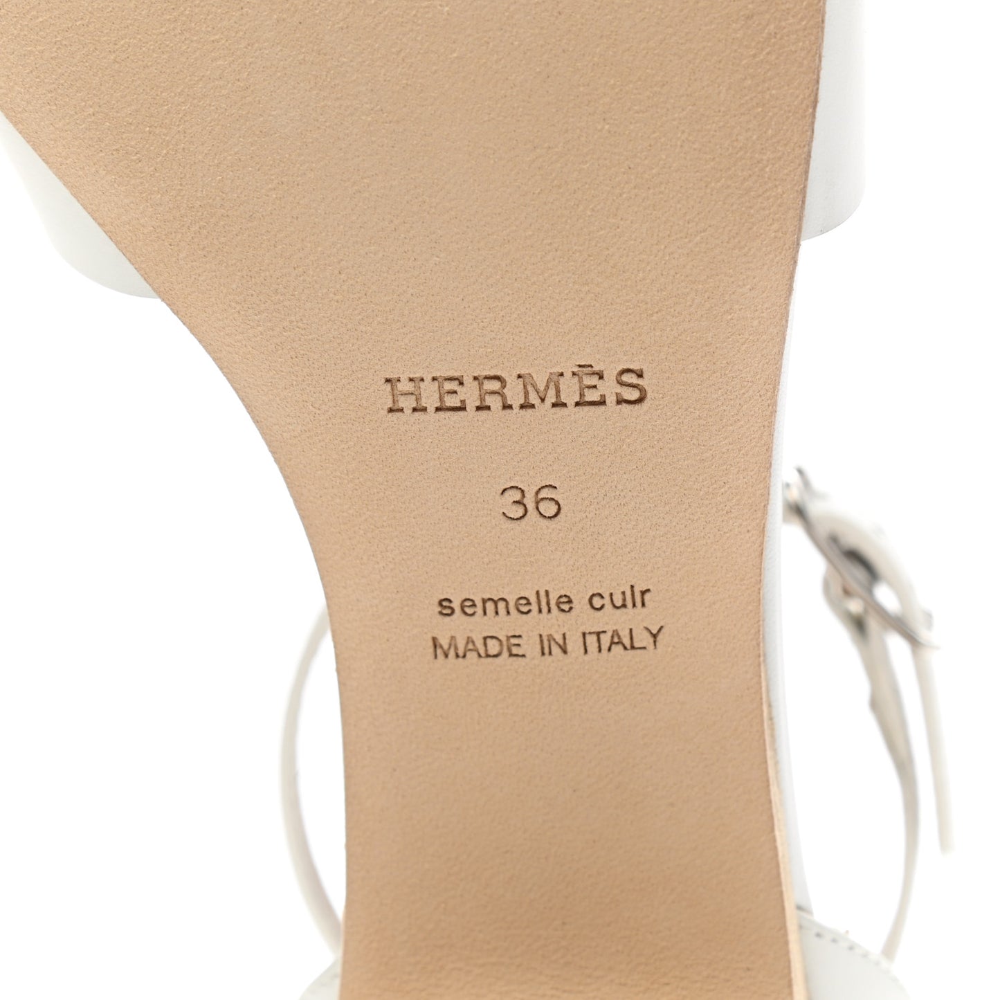 Calfskin Encens 50 Sandals 36 White