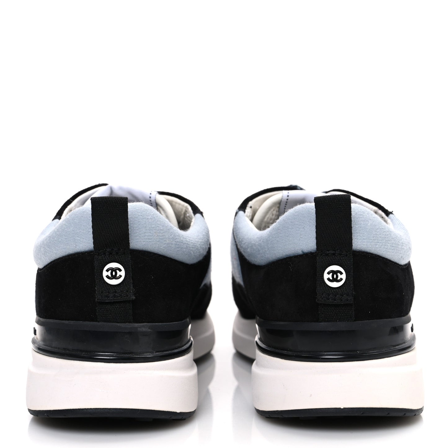 Suede Calfskin Fabric CC Sneakers 39 Light Blue Black
