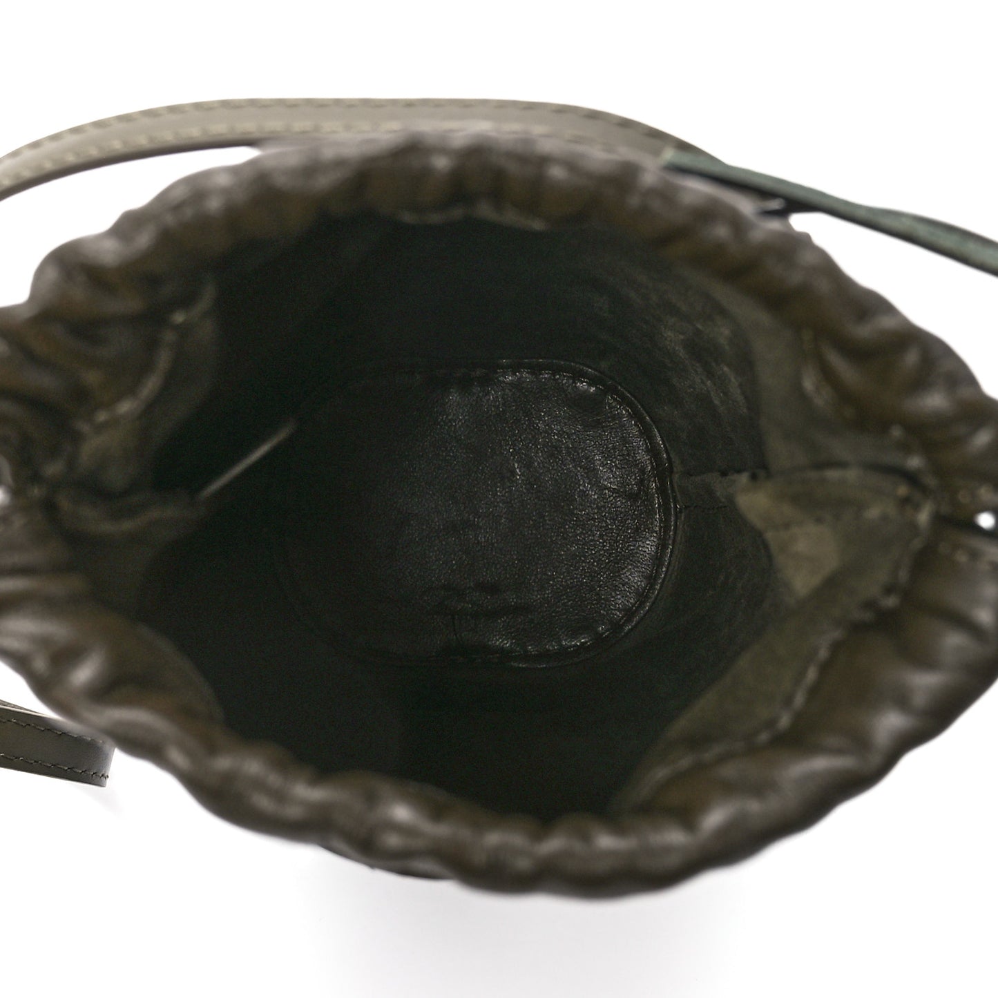 Smooth Calfskin Small Anagram Cutout Drawstring Bag Tea Dust Glaze