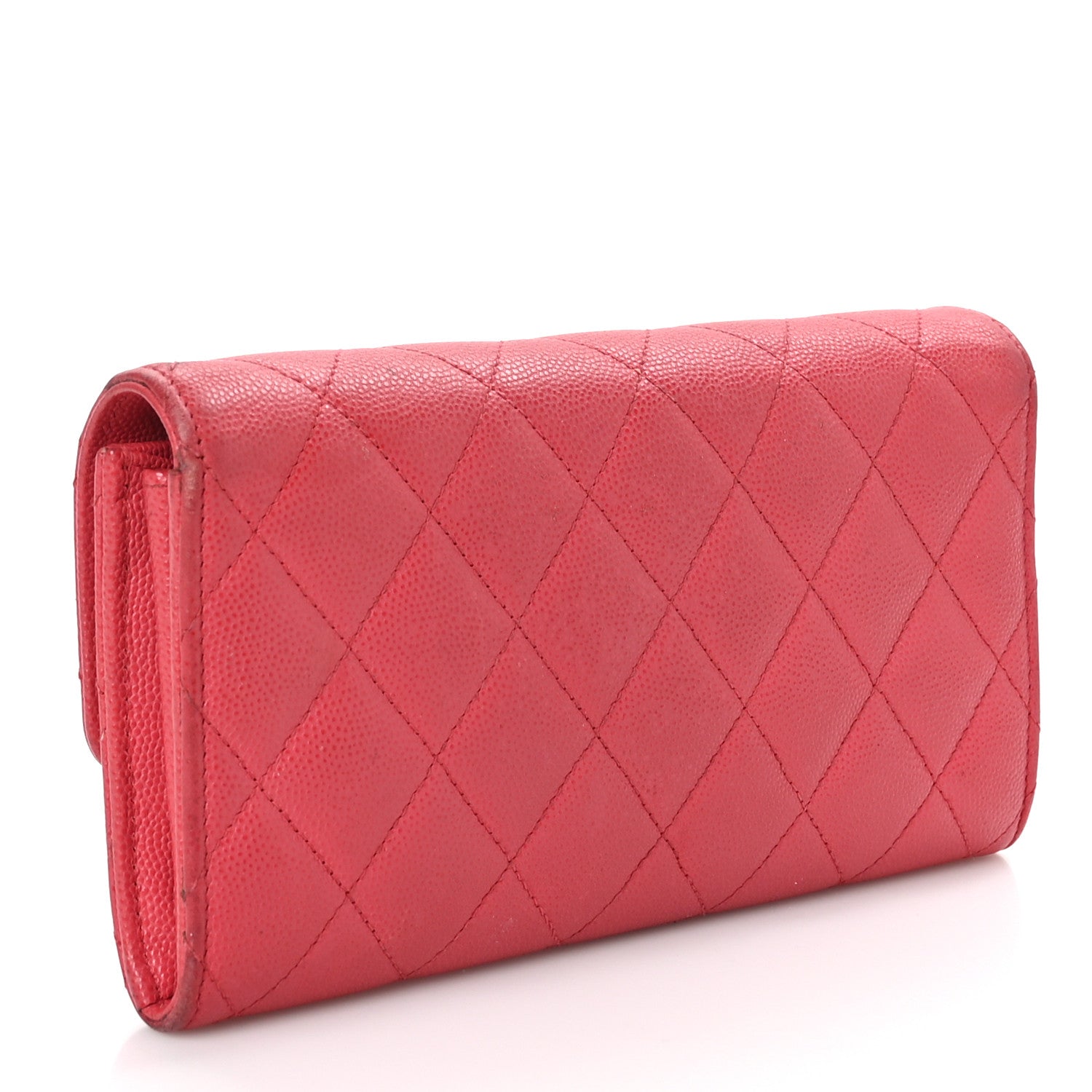 Chanel Caviar Quilted Large Gusset Flap Wallet Pink 3 of 14