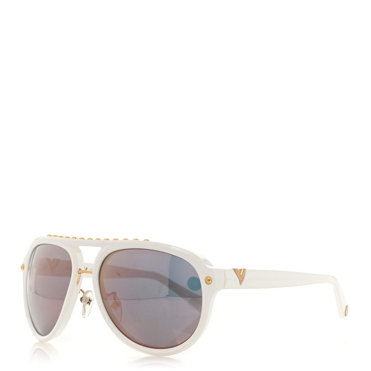 Acetate Aviator Serpico Studded Sunglasses Z2358W White