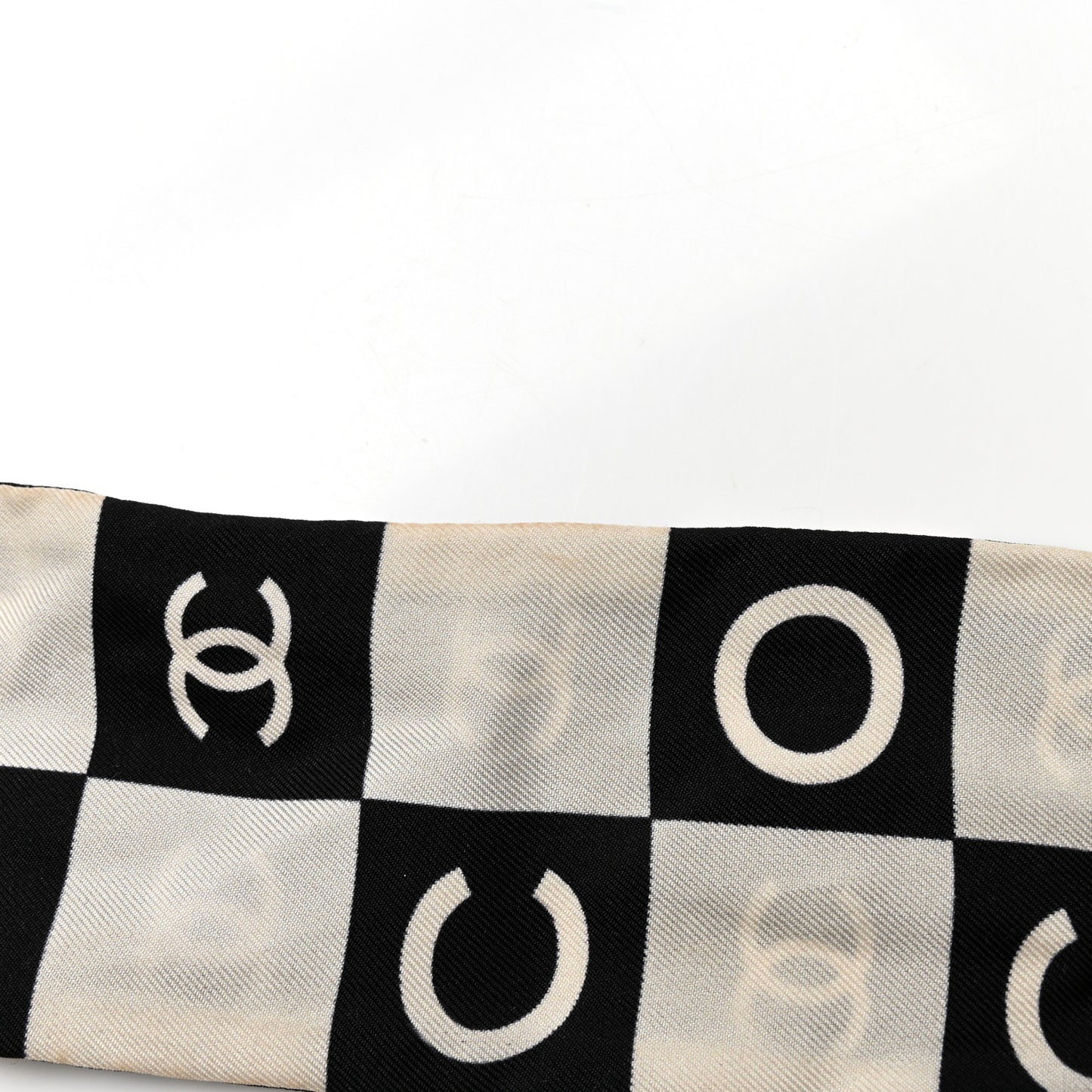 Silk Logo Cambon Slim Bandeau Scarf Black Ecru