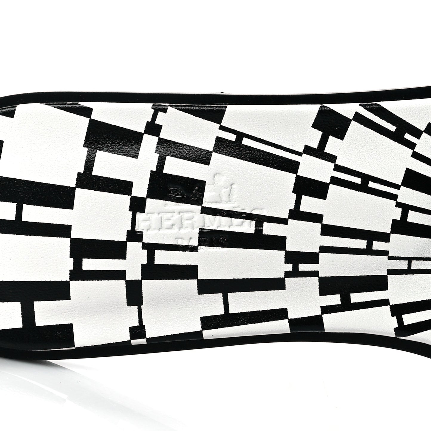 Calfskin Printed Op'H Oran Sandals 37 Black White